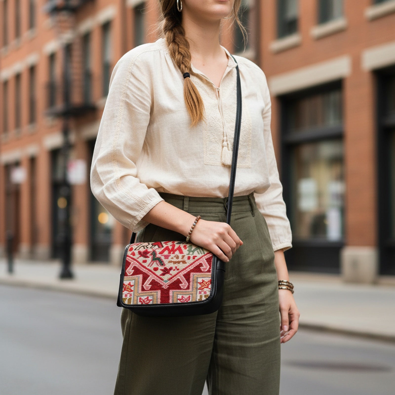 Product styled in urban city setting