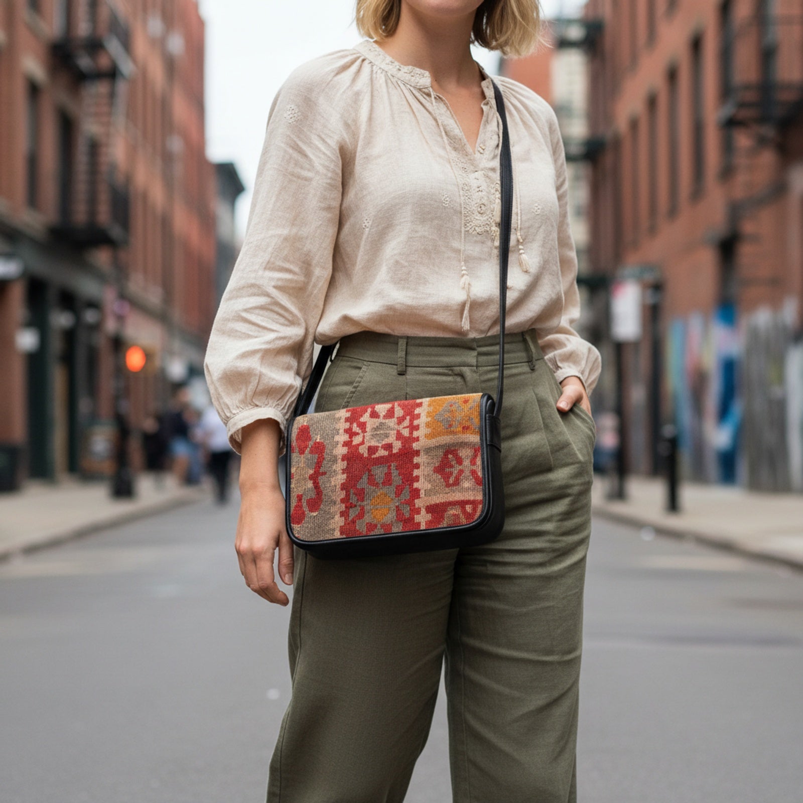 Product styled in urban city setting