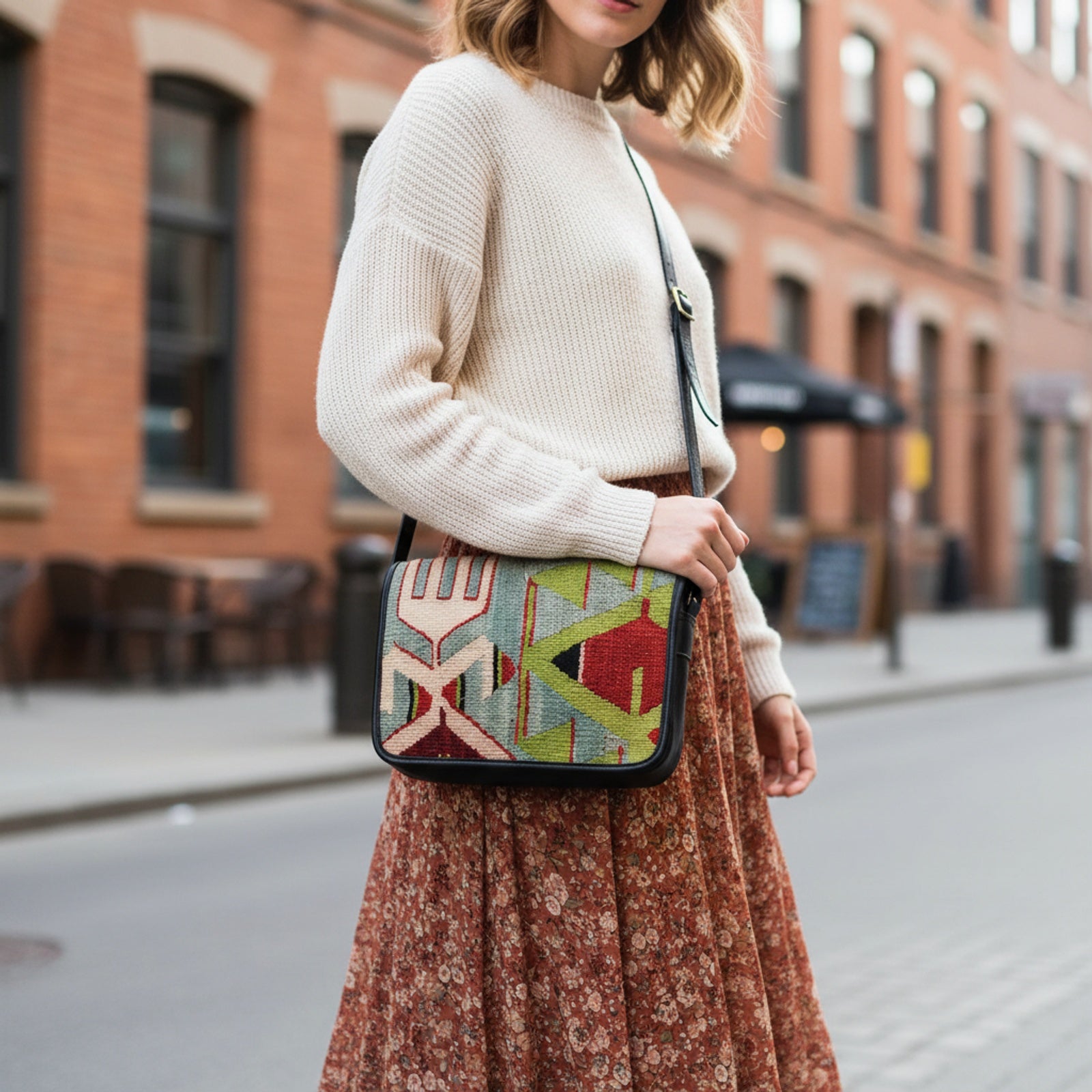 Product styled in urban city setting