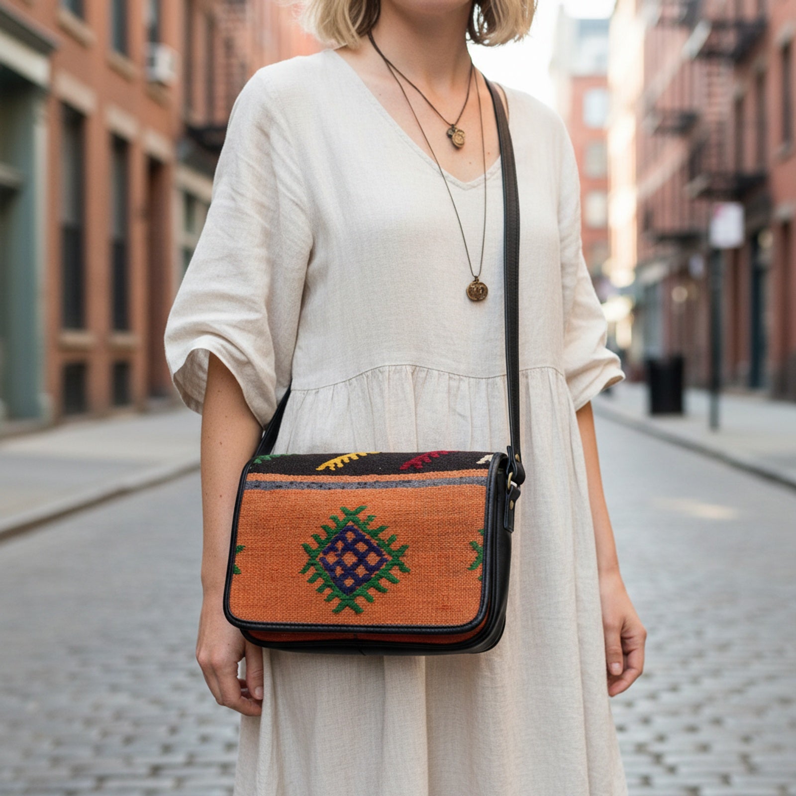 Product styled in urban city setting