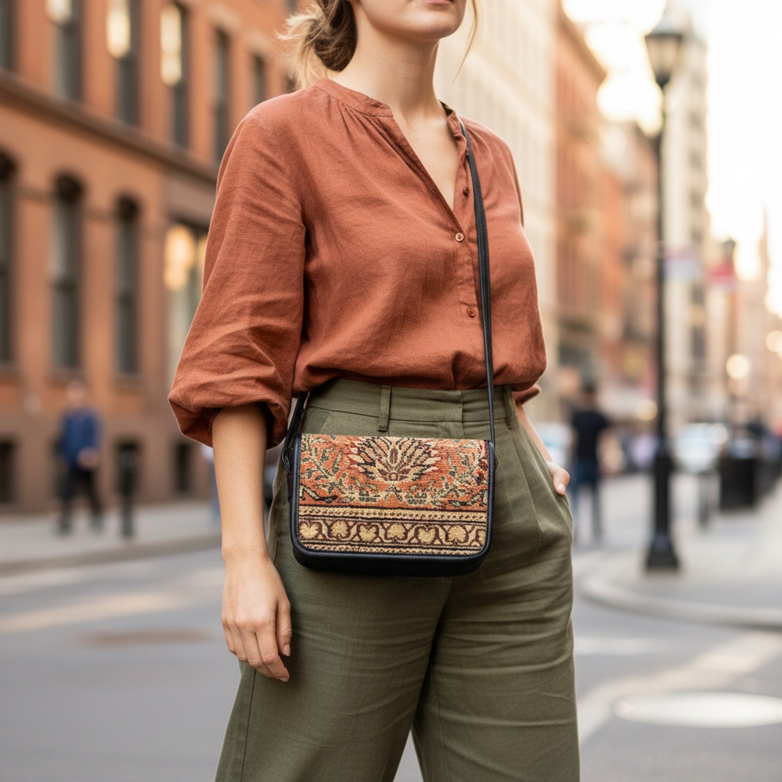 Product styled in urban city setting