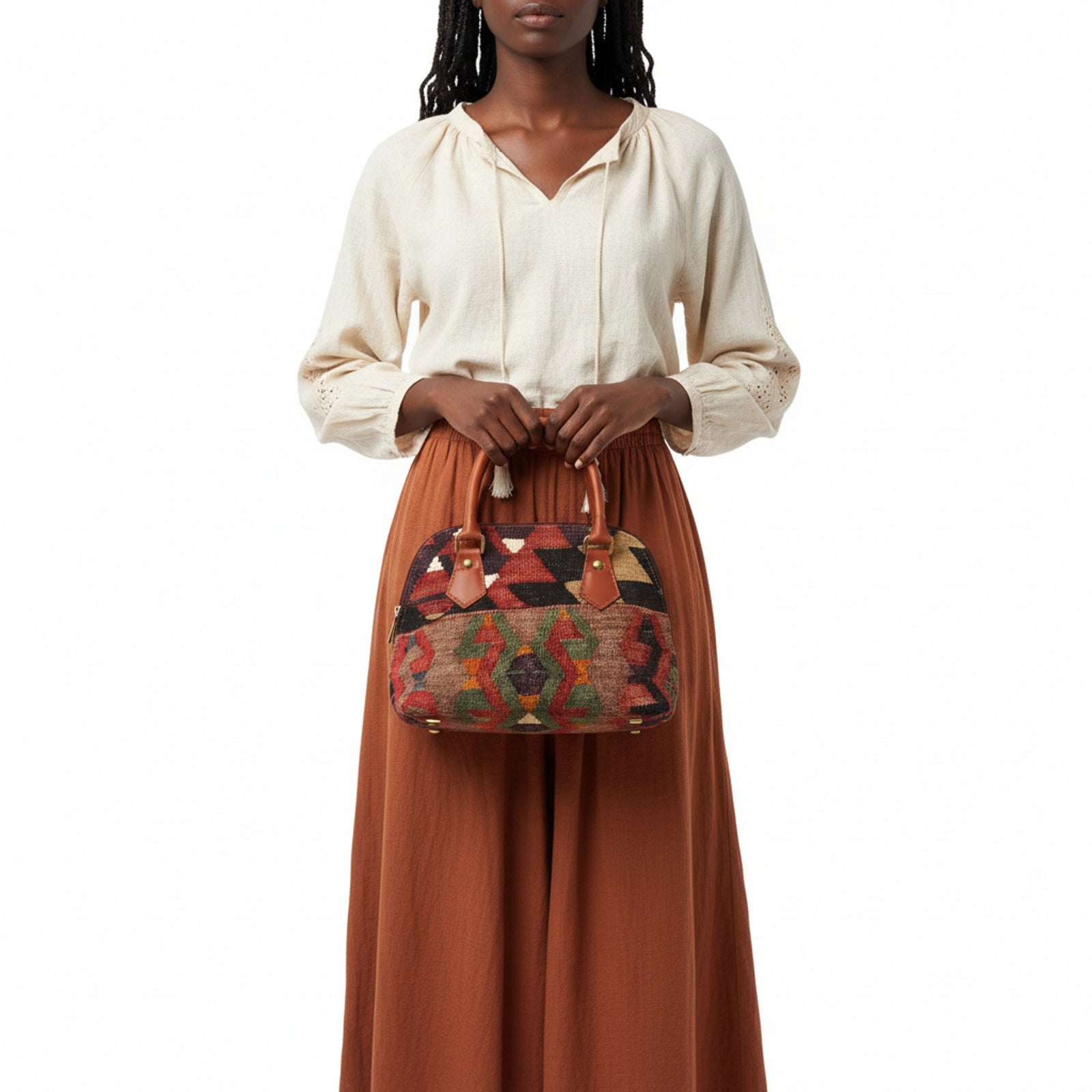 Valencia Kilim Shoulder Leather Bag | Carryall Kilim Leather Bag | Everyday Kilim Leather Bag