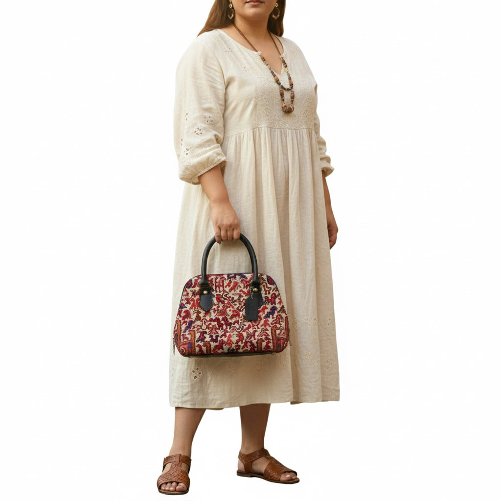 Satchel Kilim Shoulder Leather Bag | Carryall Kilim Leather Bag | Everyday Kilim Leather Bag