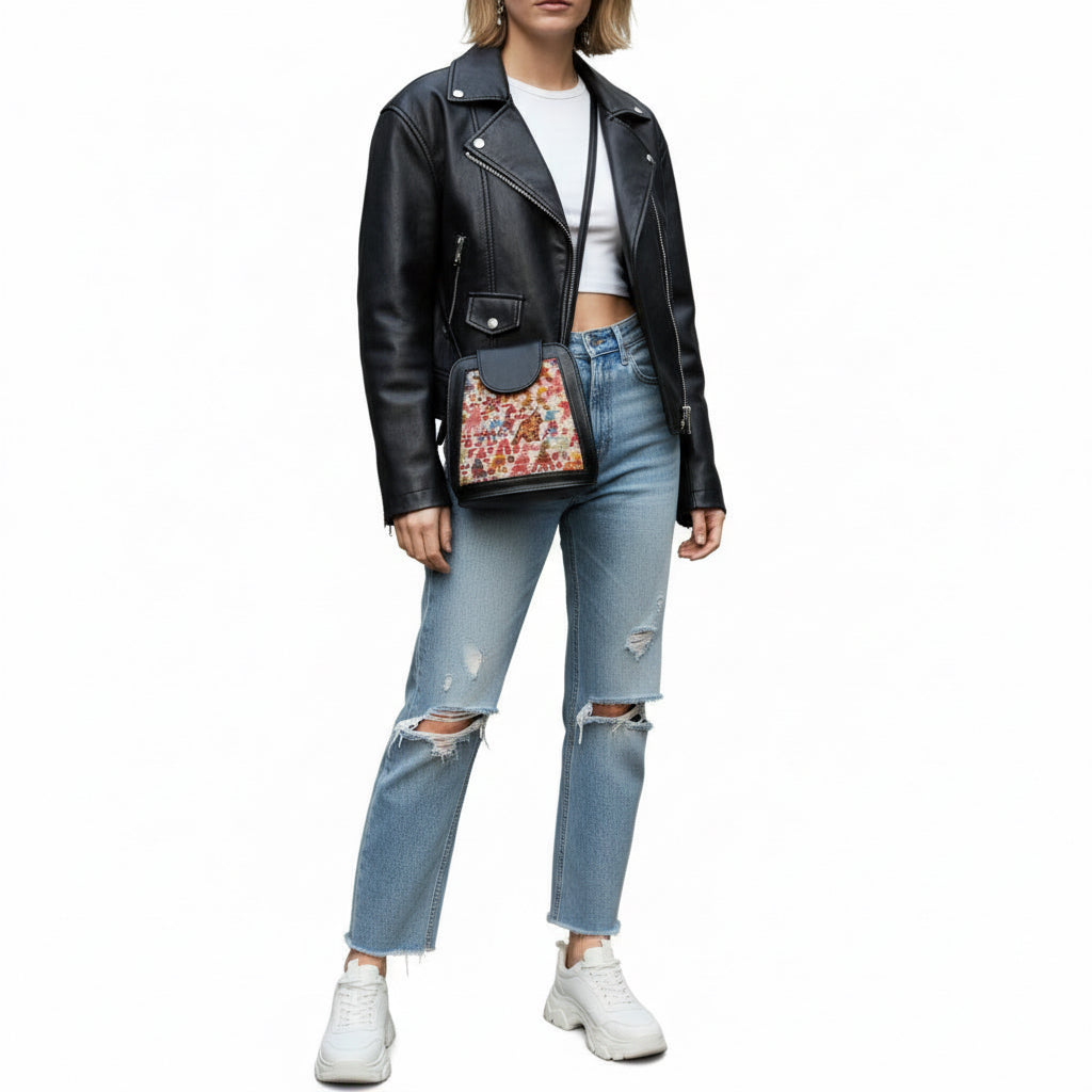 Kalahari Kilim Crossbody Leather Bag | Messenger Kilim Leather Bag | Courier Kilim Leather Bag