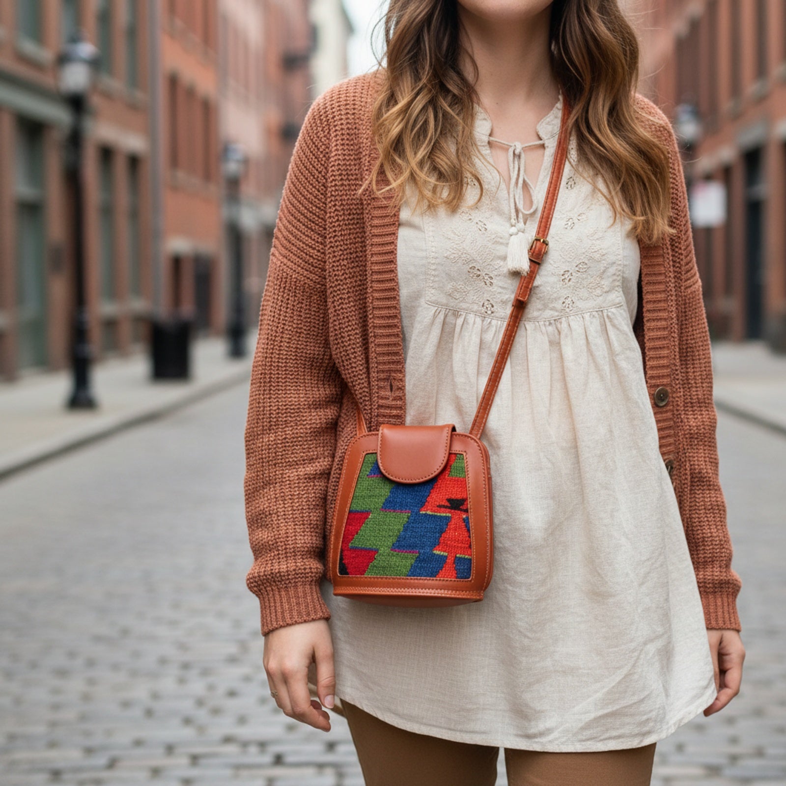 Caspian Kilim Crossbody Leather Bag | Messenger Kilim Leather Bag | Courier Kilim Leather Bag
