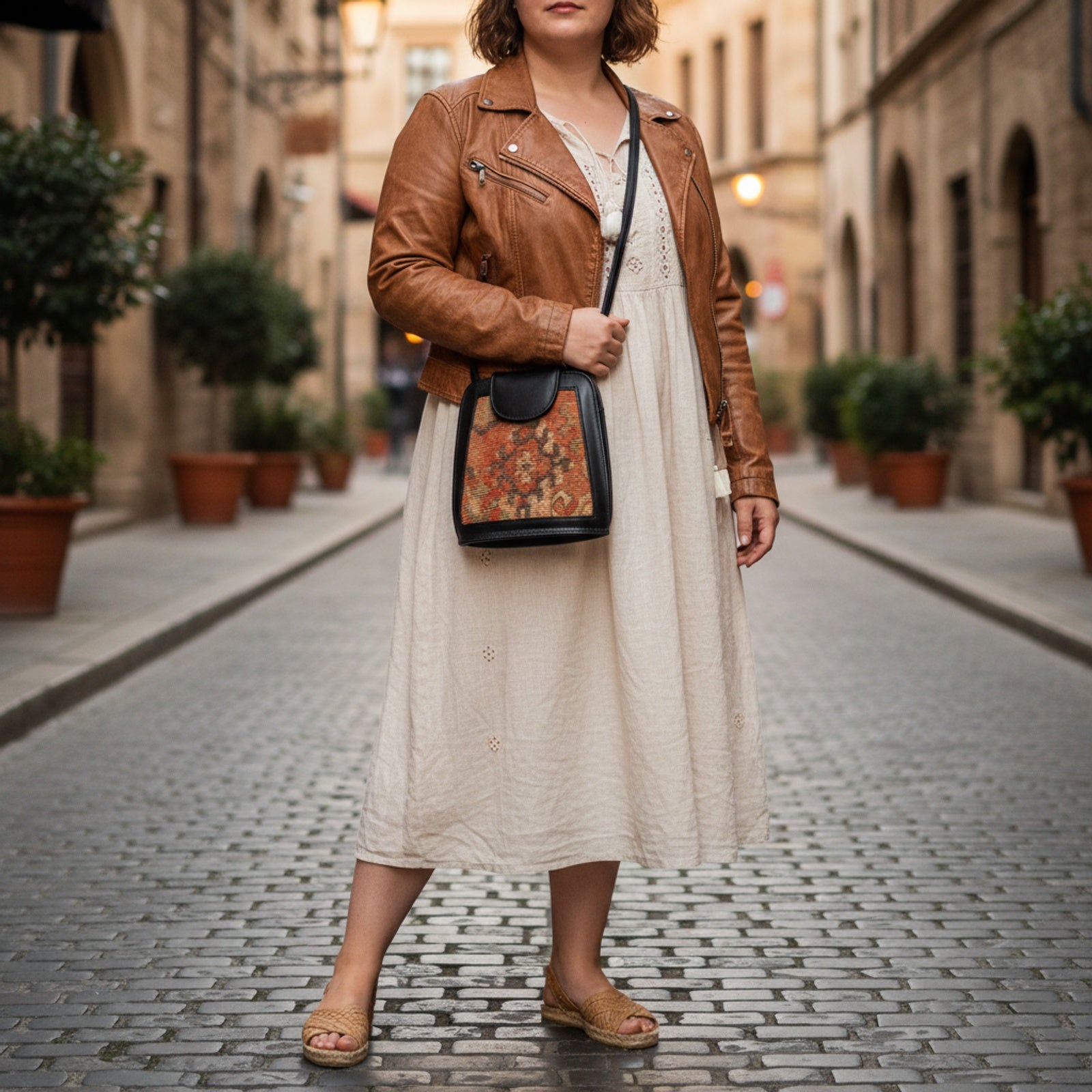 Aris Kilim Crossbody Leather Bag | Messenger Kilim Leather Bag | Courier Kilim Leather Bag