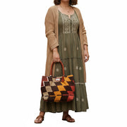 Valletta Kilim Shoulder Leather Bag | Carryall Kilim Leather Bag | Everyday Kilim Leather Bag