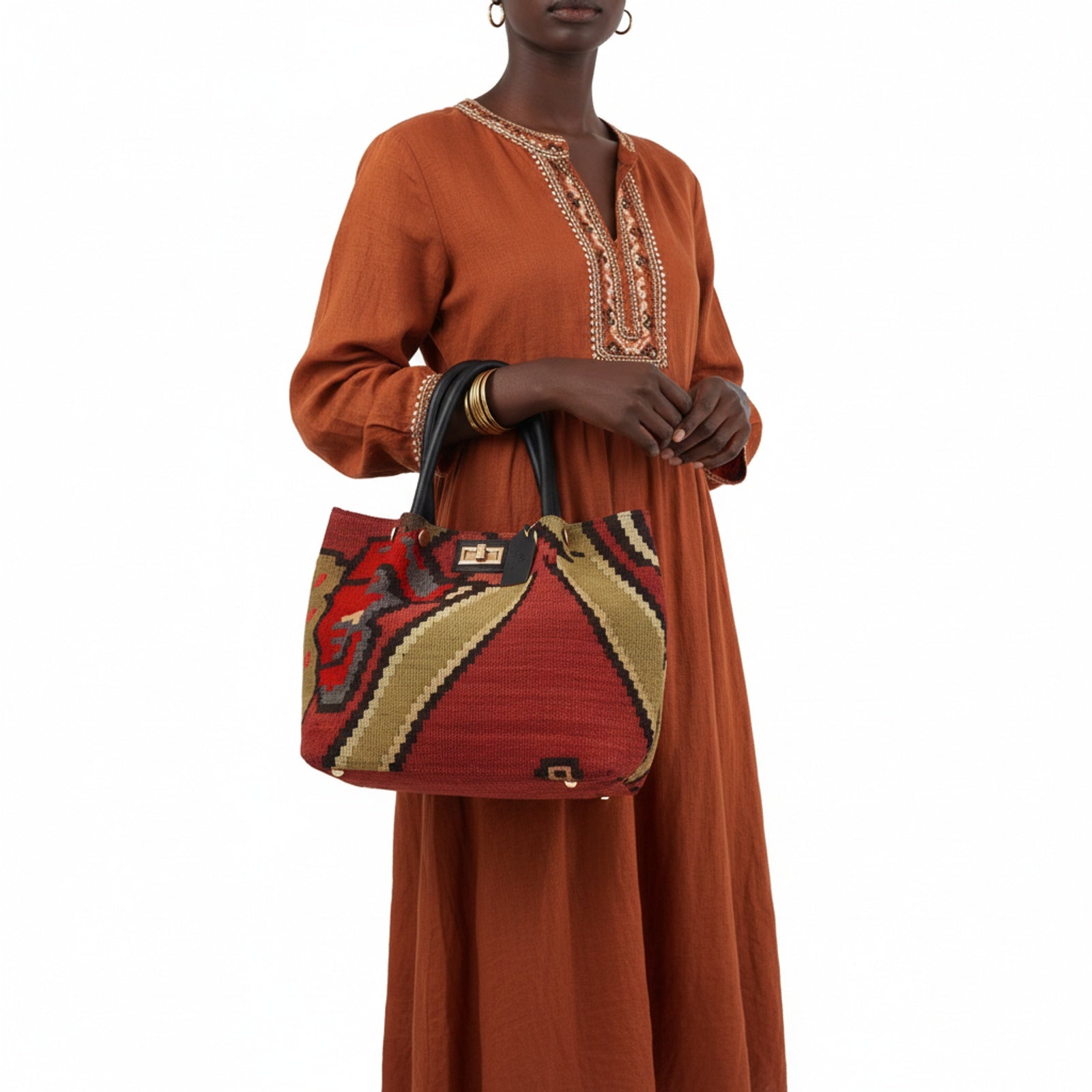 Polaris Kilim Shoulder Leather Bag | Carryall Kilim Leather Bag | Everyday Kilim Leather Bag