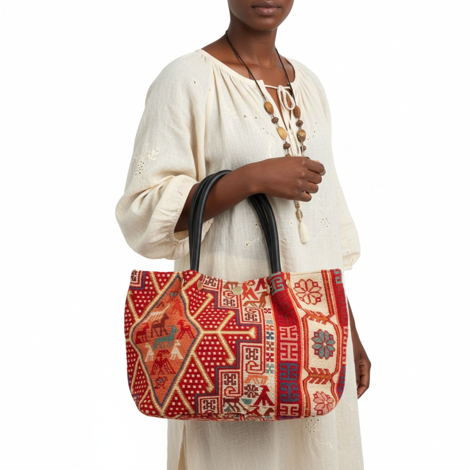 Anatolian Kilim Shoulder Leather Bag | Carryall Kilim Leather Bag | Everyday Kilim Leather Bag