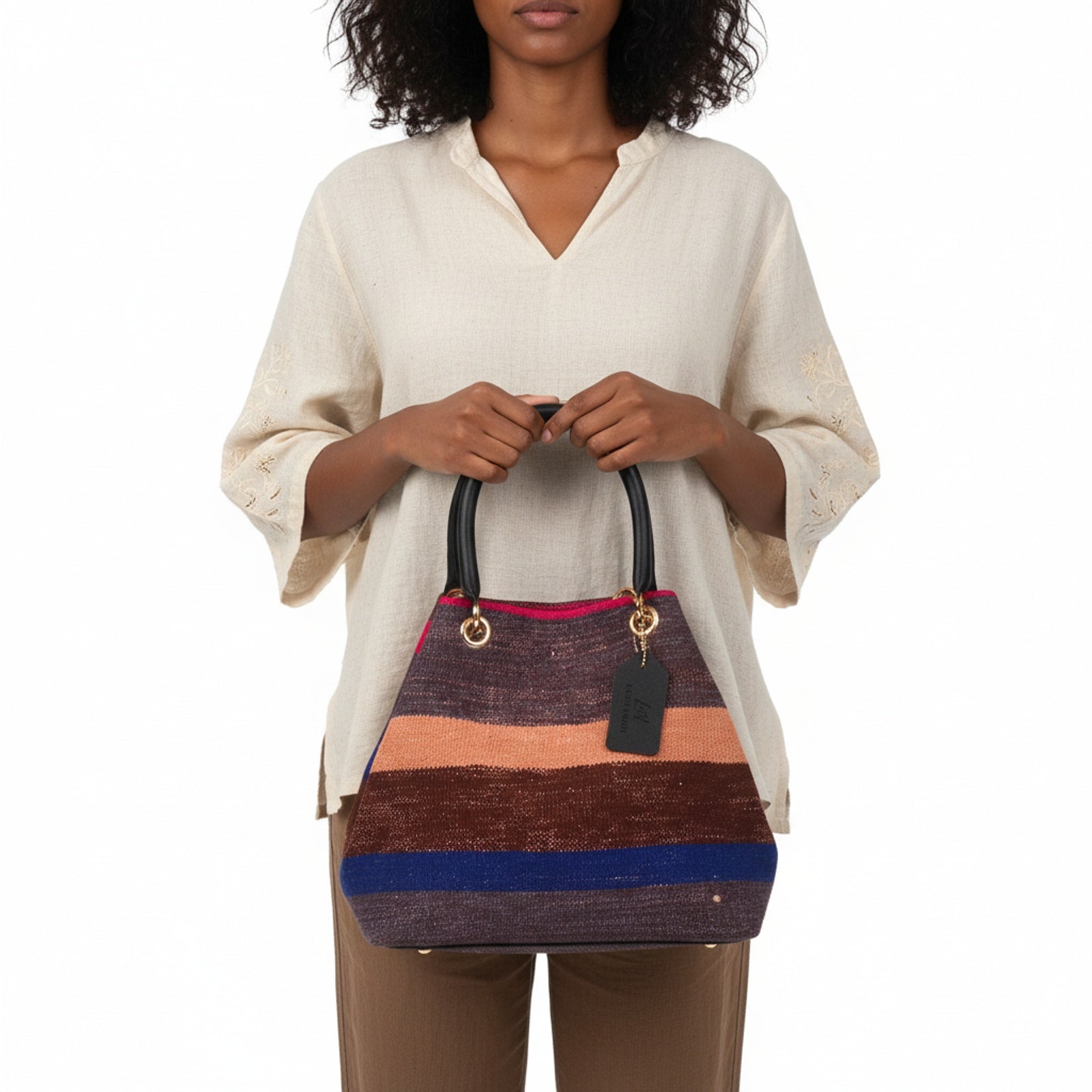 Samurai Kilim Shoulder Leather Bag | Carryall Kilim Leather Bag | Everyday Kilim Leather Bag