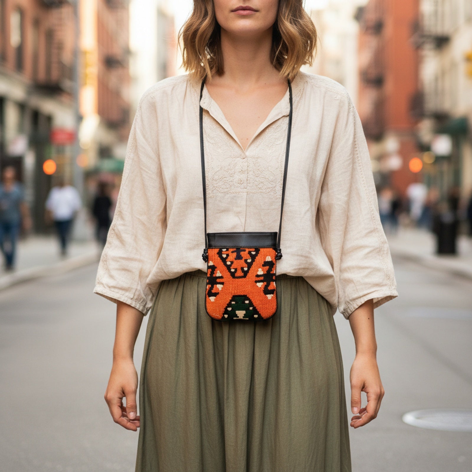 Product styled in urban city setting