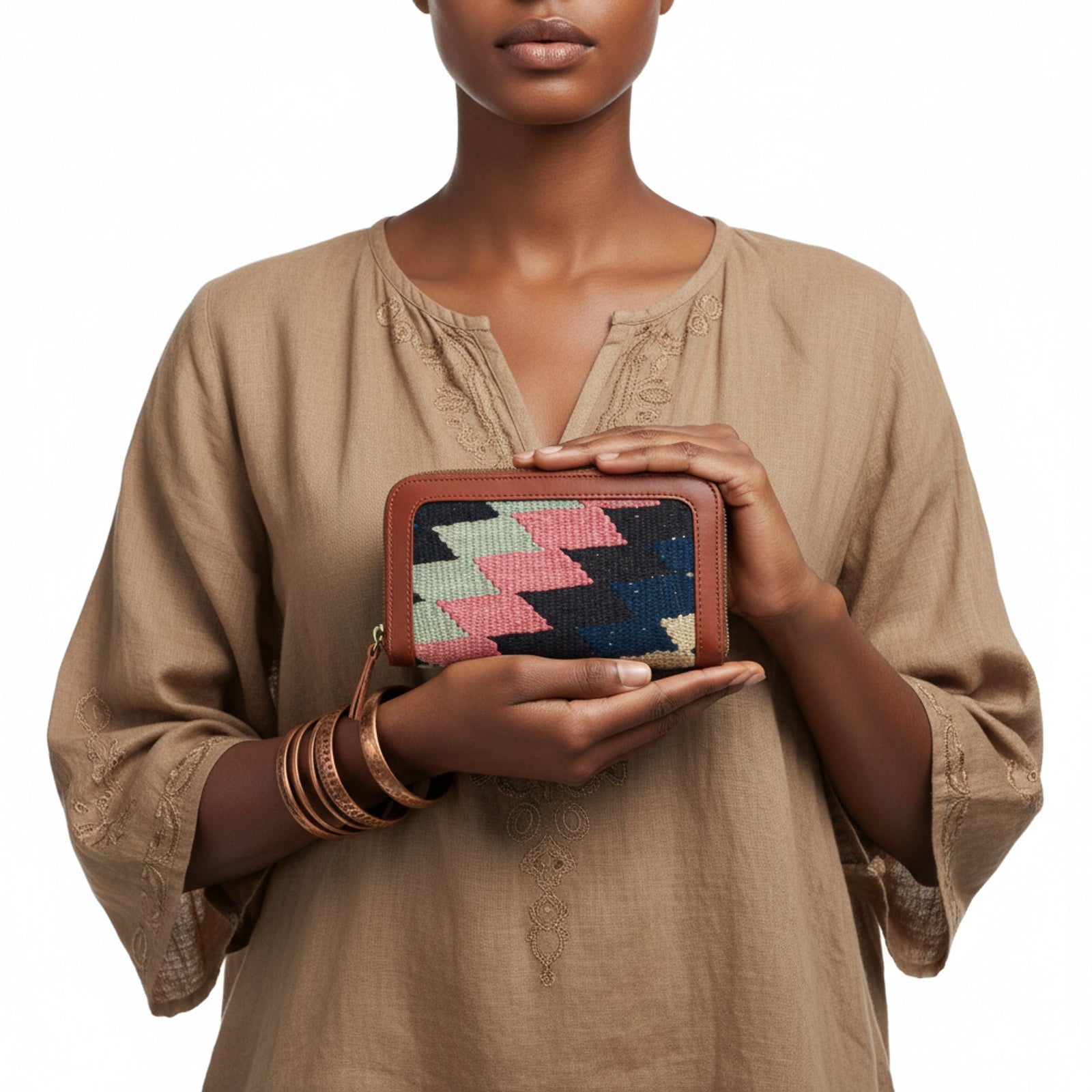 Swahili Kilim Clutch Leather Bag | Evening Kilim Leather Bag | Party Kilim Leather Bag