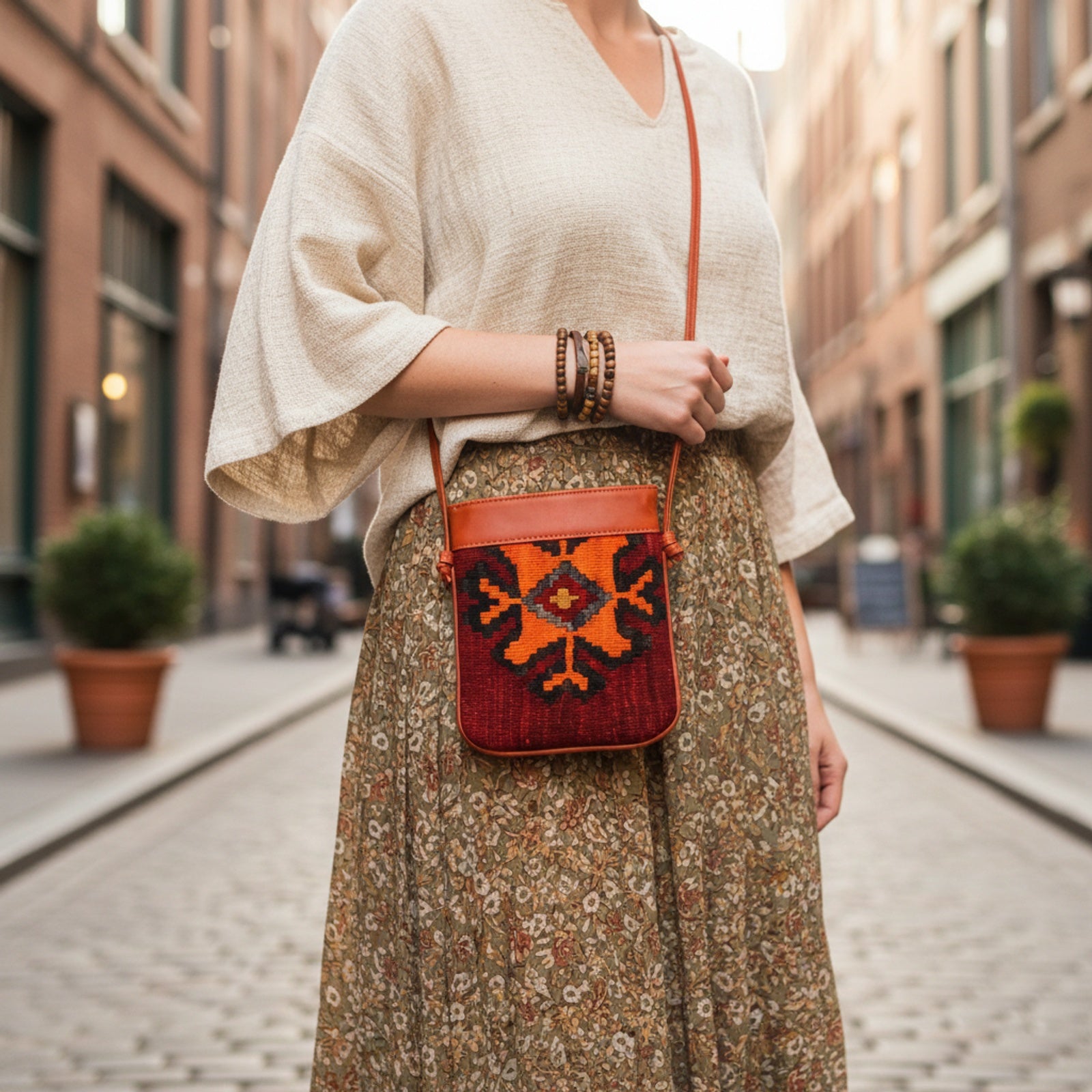 Product styled in urban city setting