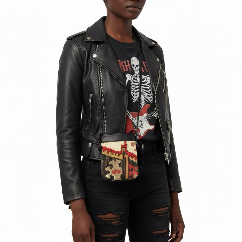 Silk Kilim Crossbody Leather Bag | Messenger Kilim Leather Bag | Courier Kilim Leather Bag