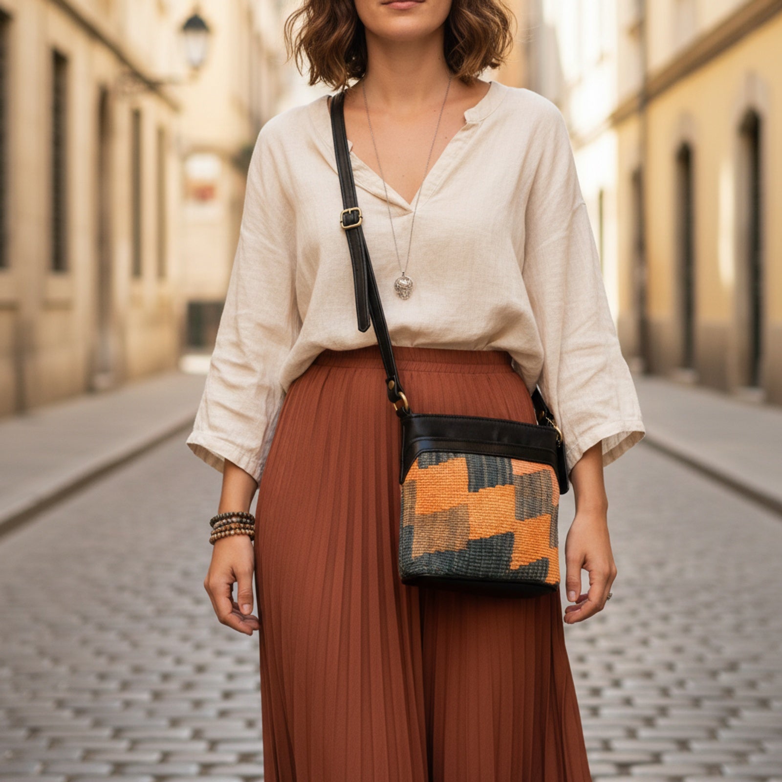 Sofia Kilim Crossbody Leather Bag | Messenger Kilim Leather Bag | Courier Kilim Leather Bag