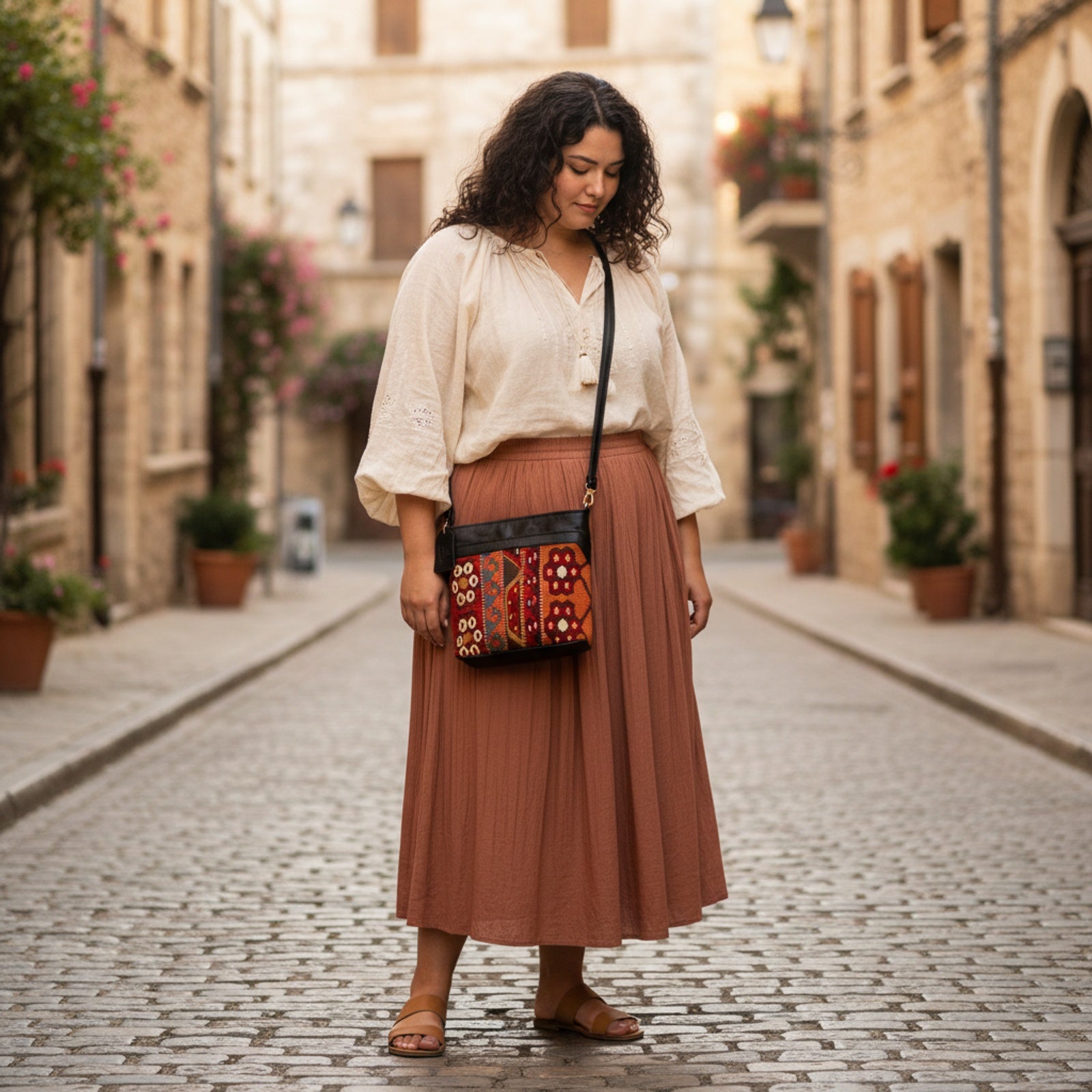 Kilim Kilim Crossbody Leather Bag | Messenger Kilim Leather Bag | Courier Kilim Leather Bag