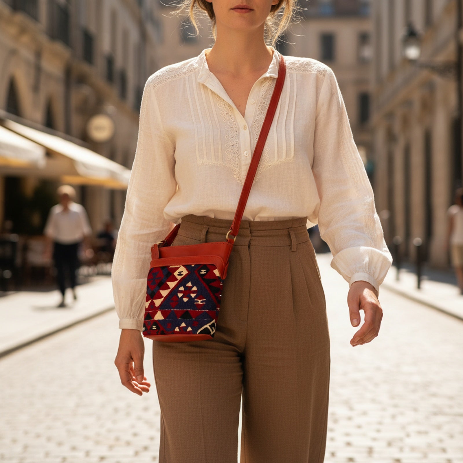 Havana Kilim Crossbody Leather Bag | Messenger Kilim Leather Bag | Courier Kilim Leather Bag