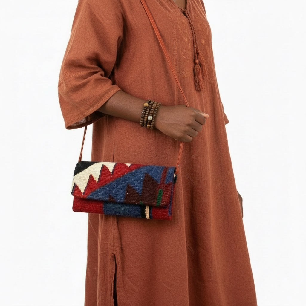 Allegra Kilim Clutch Leather Bag | Evening Kilim Leather Bag | Party Kilim Leather Bag