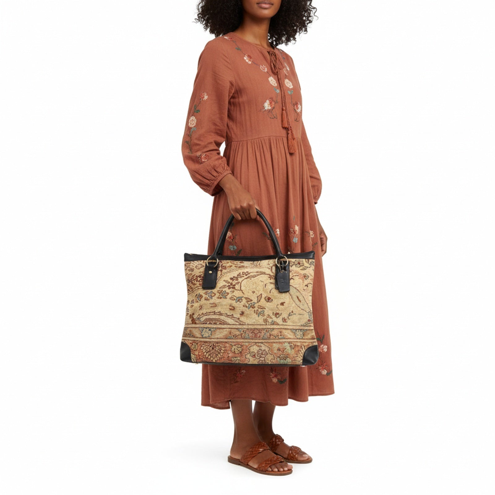Tulia Kilim Tote Leather Bag | Shopper Kilim Leather Bag | Market Kilim Leather Bag