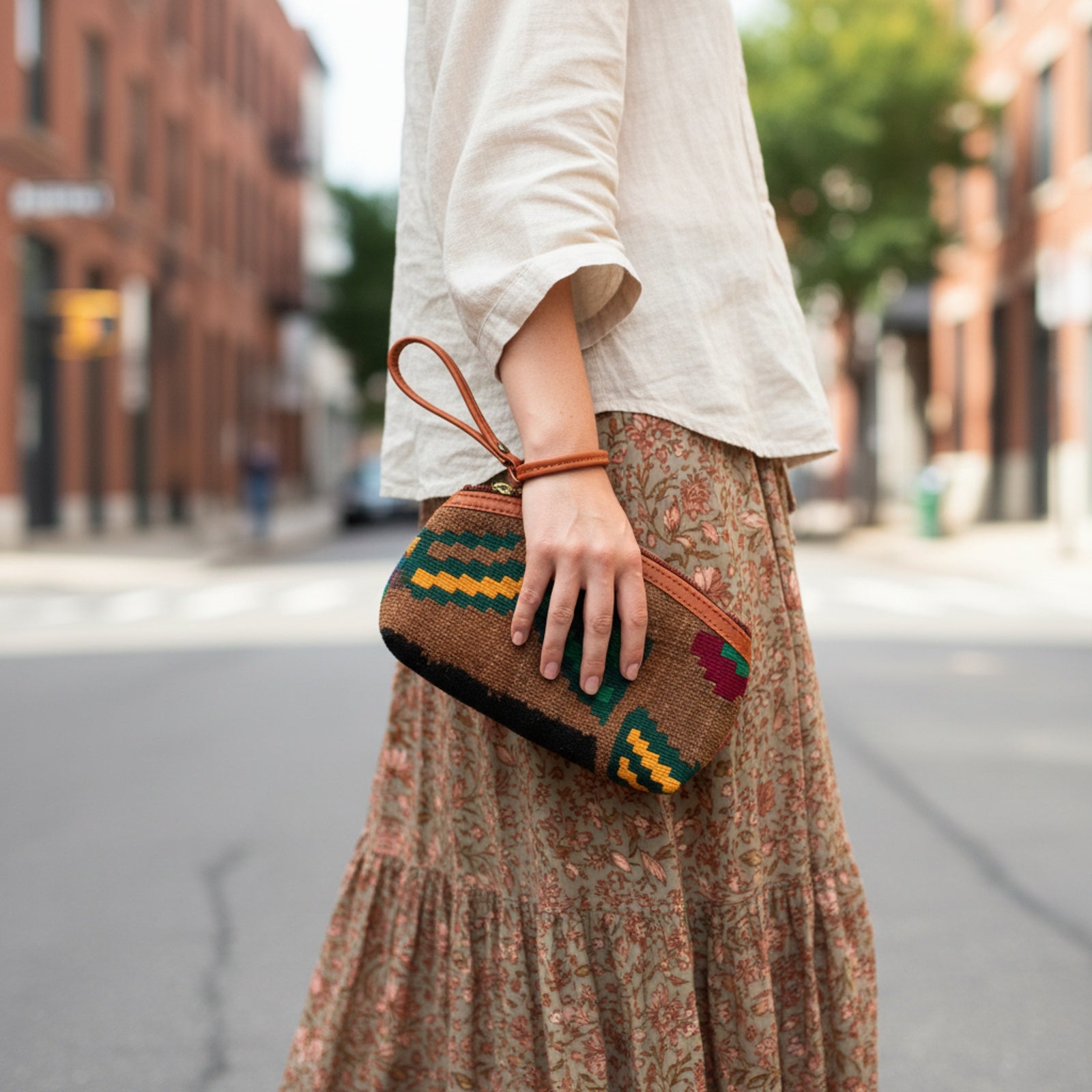 Asha Kilim Clutch Leather Bag | Evening Kilim Leather Bag | Party Kilim Leather Bag