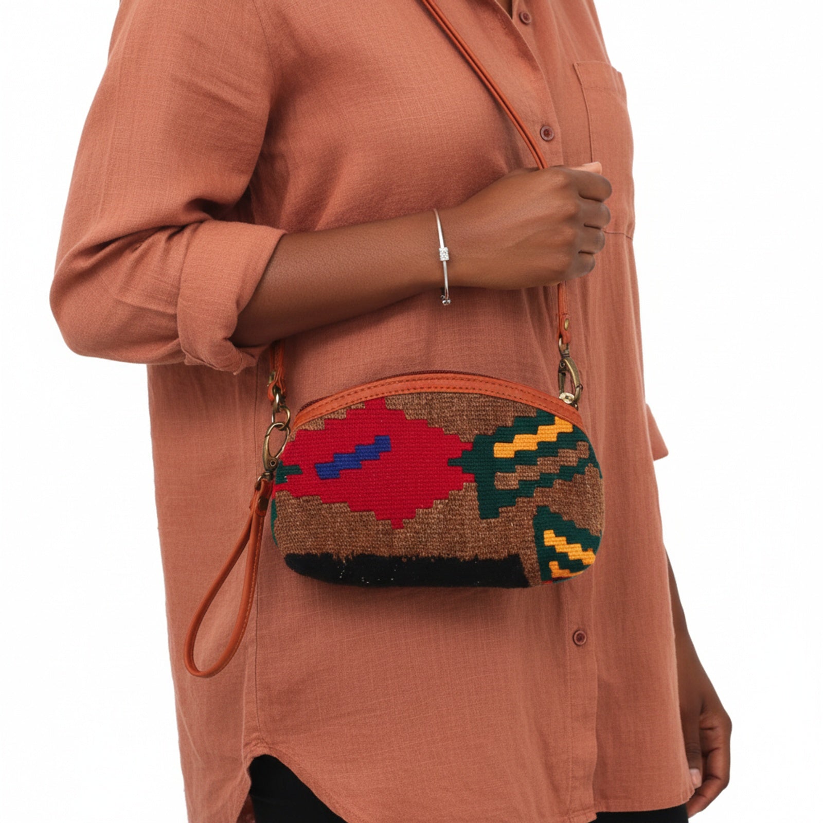 Asha Kilim Clutch Leather Bag | Evening Kilim Leather Bag | Party Kilim Leather Bag