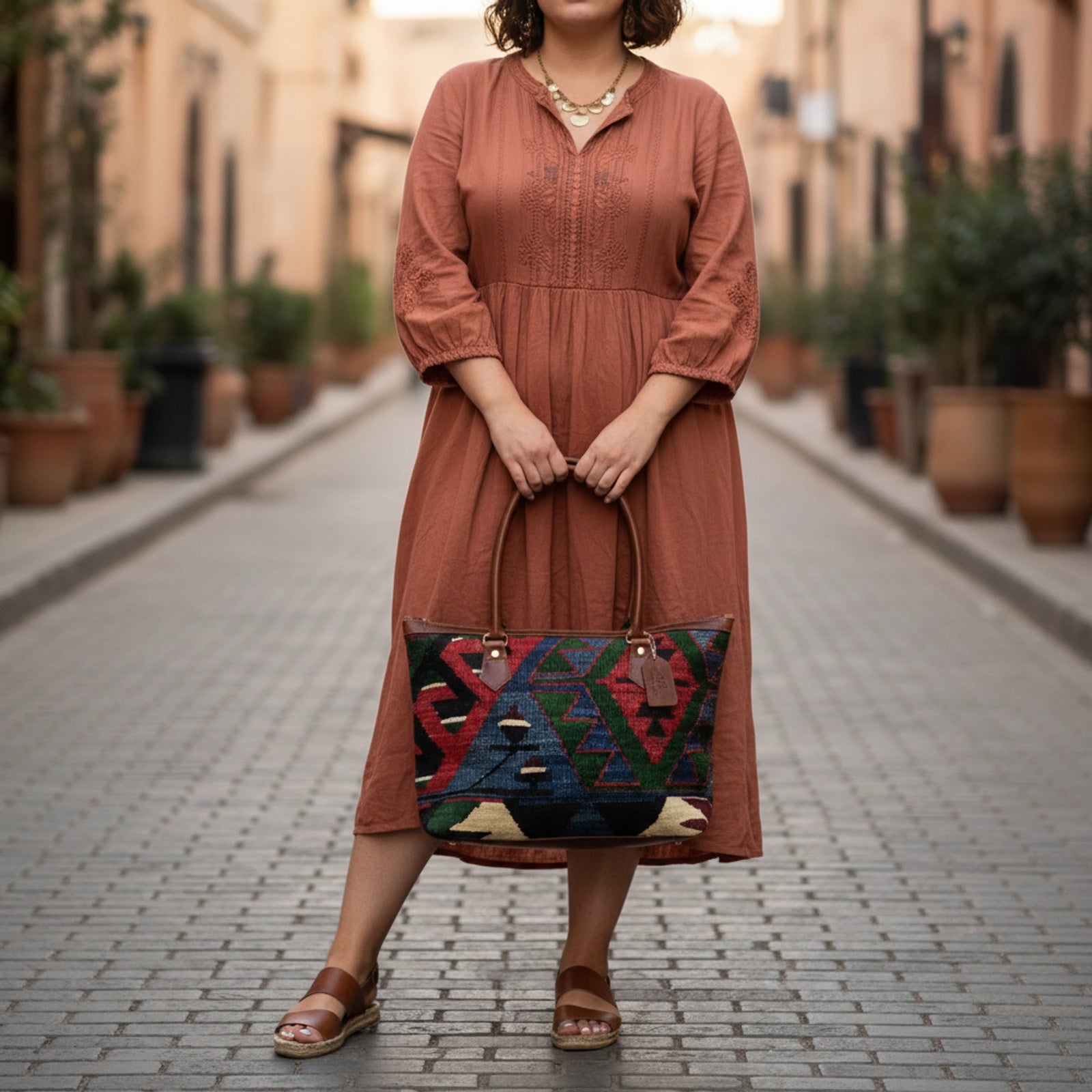 Casablanca Kilim Tote Leather Bag | Shopper Kilim Leather Bag | Market Kilim Leather Bag