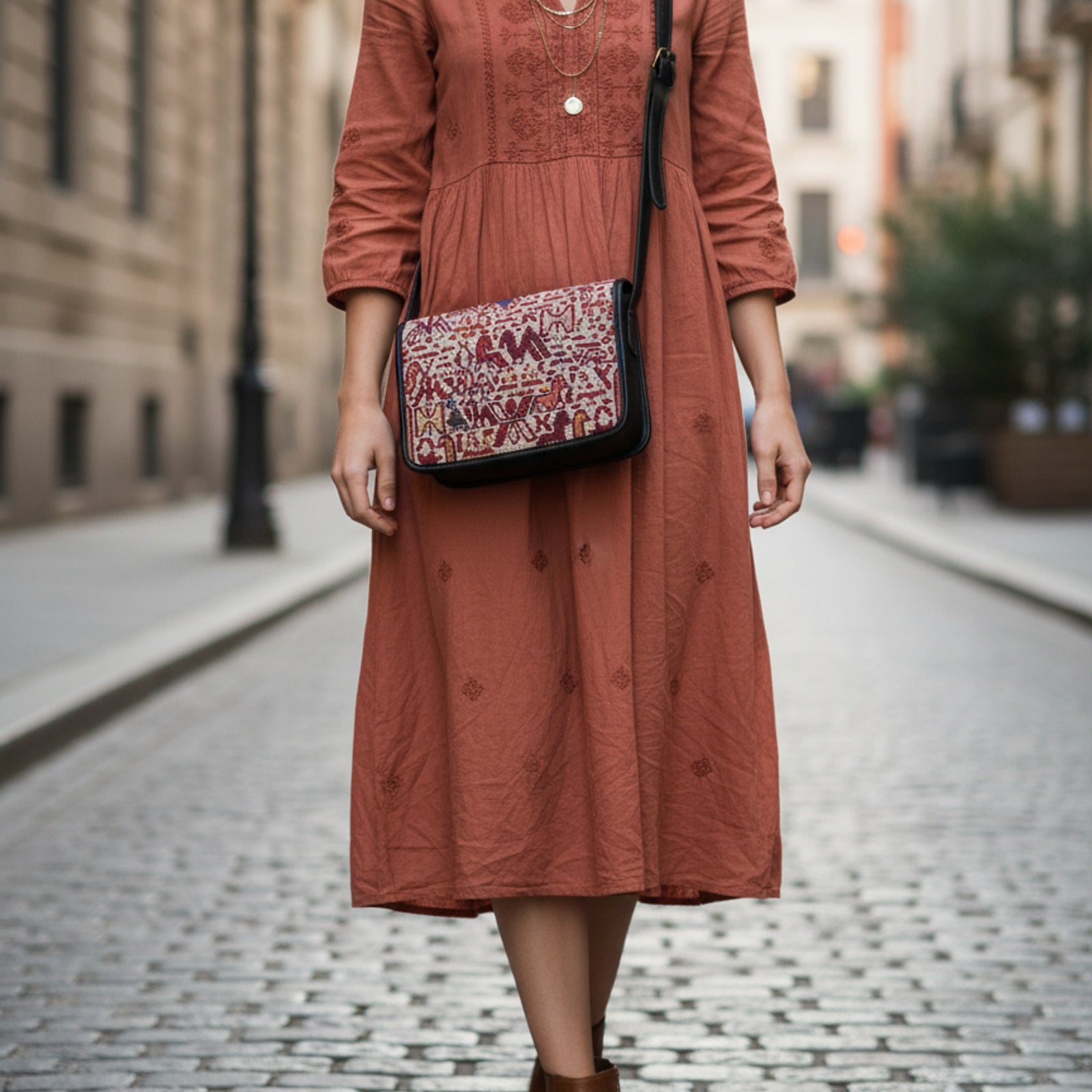 Product styled in urban city setting