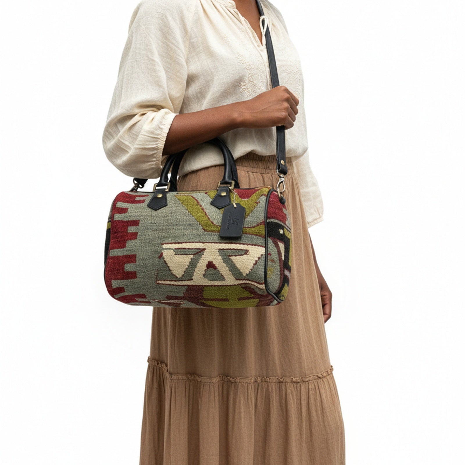 Asali Kilim Weekender Leather Bag | Travel Kilim Leather Bag | Overnight Kilim Leather Bag