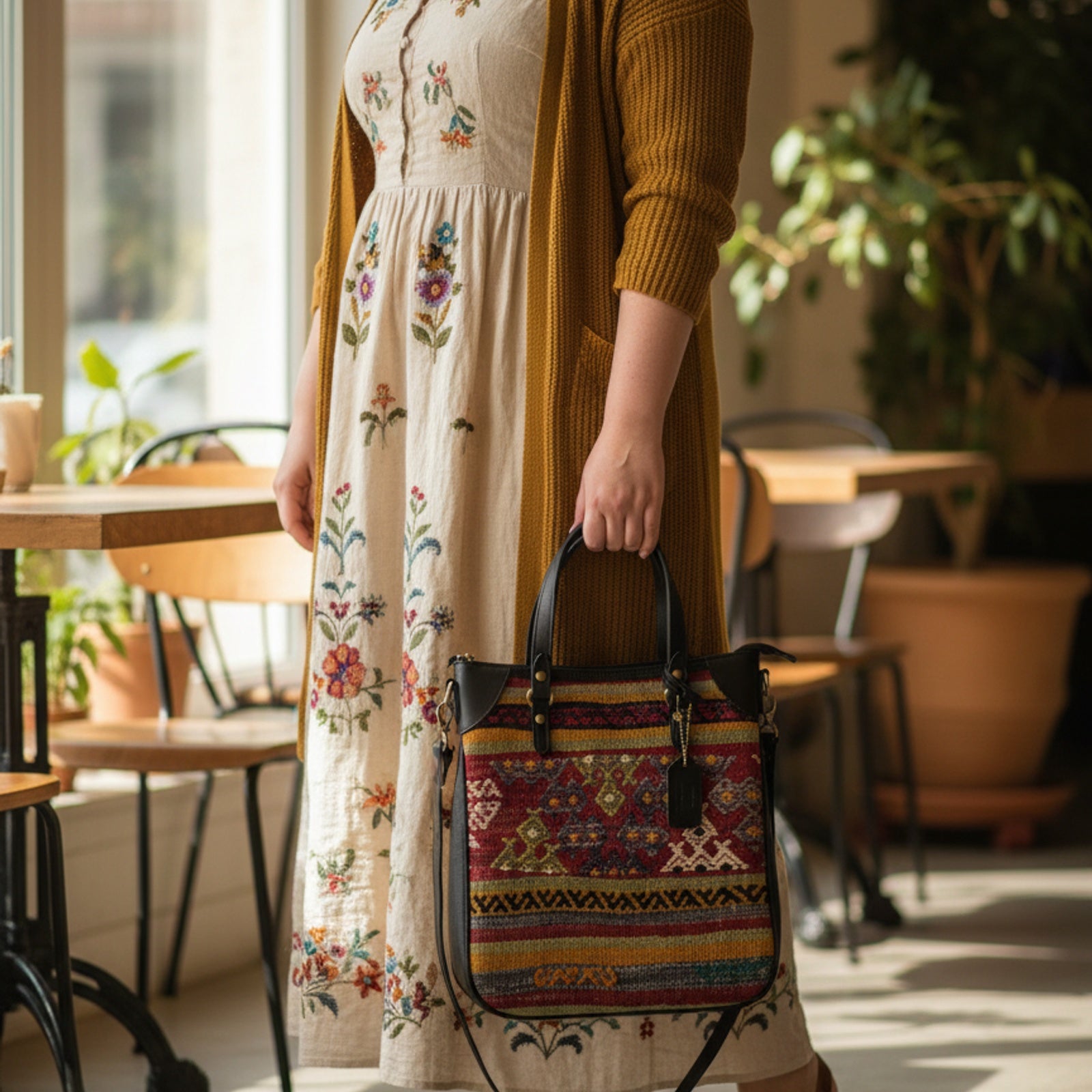 Amman Kilim Crossbody Leather Bag | Messenger Kilim Leather Bag | Courier Kilim Leather Bag