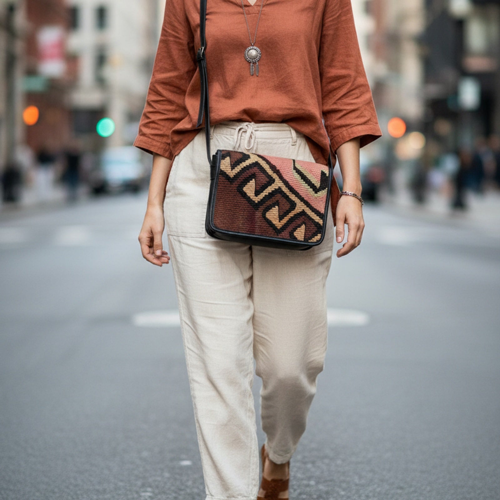 Product styled in urban city setting