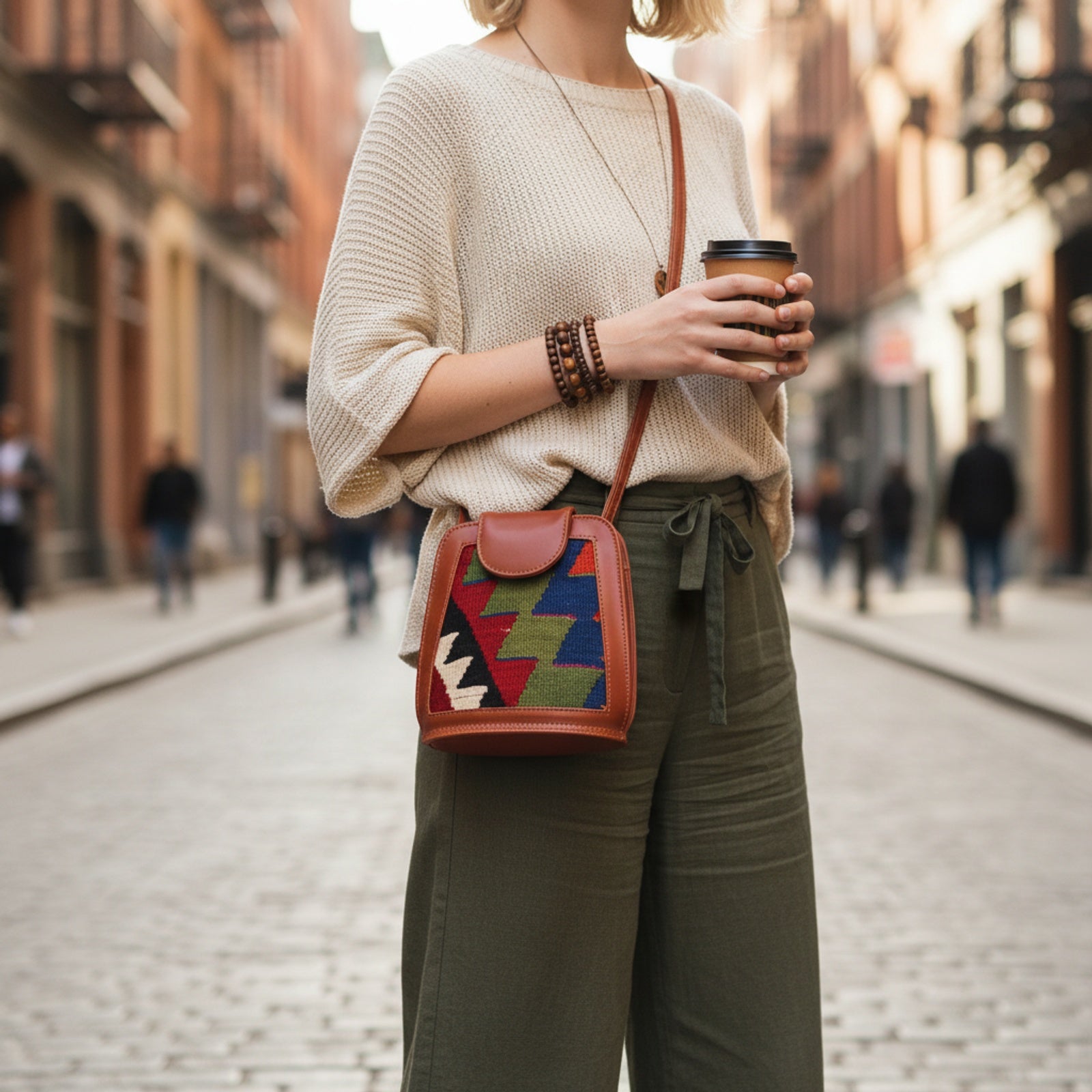 Product styled in urban city setting