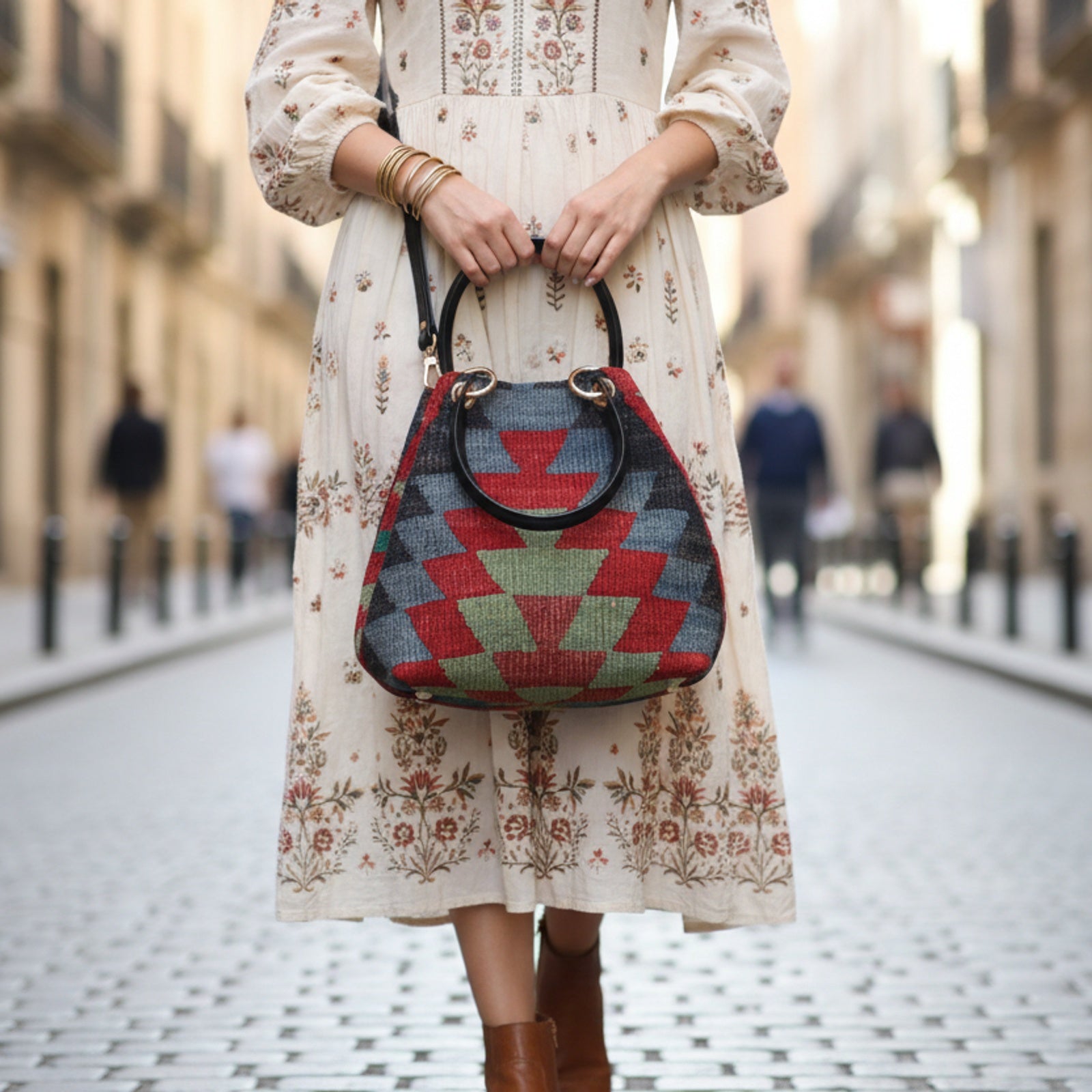 Girona Kilim Satchel Leather Bag