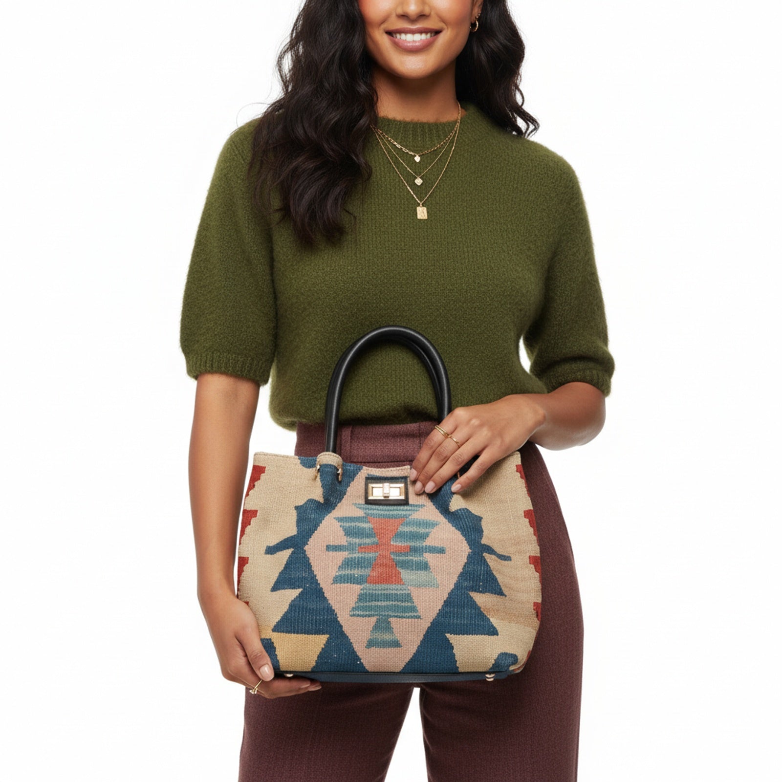 Verona Kilim Shoulder Leather Bag
