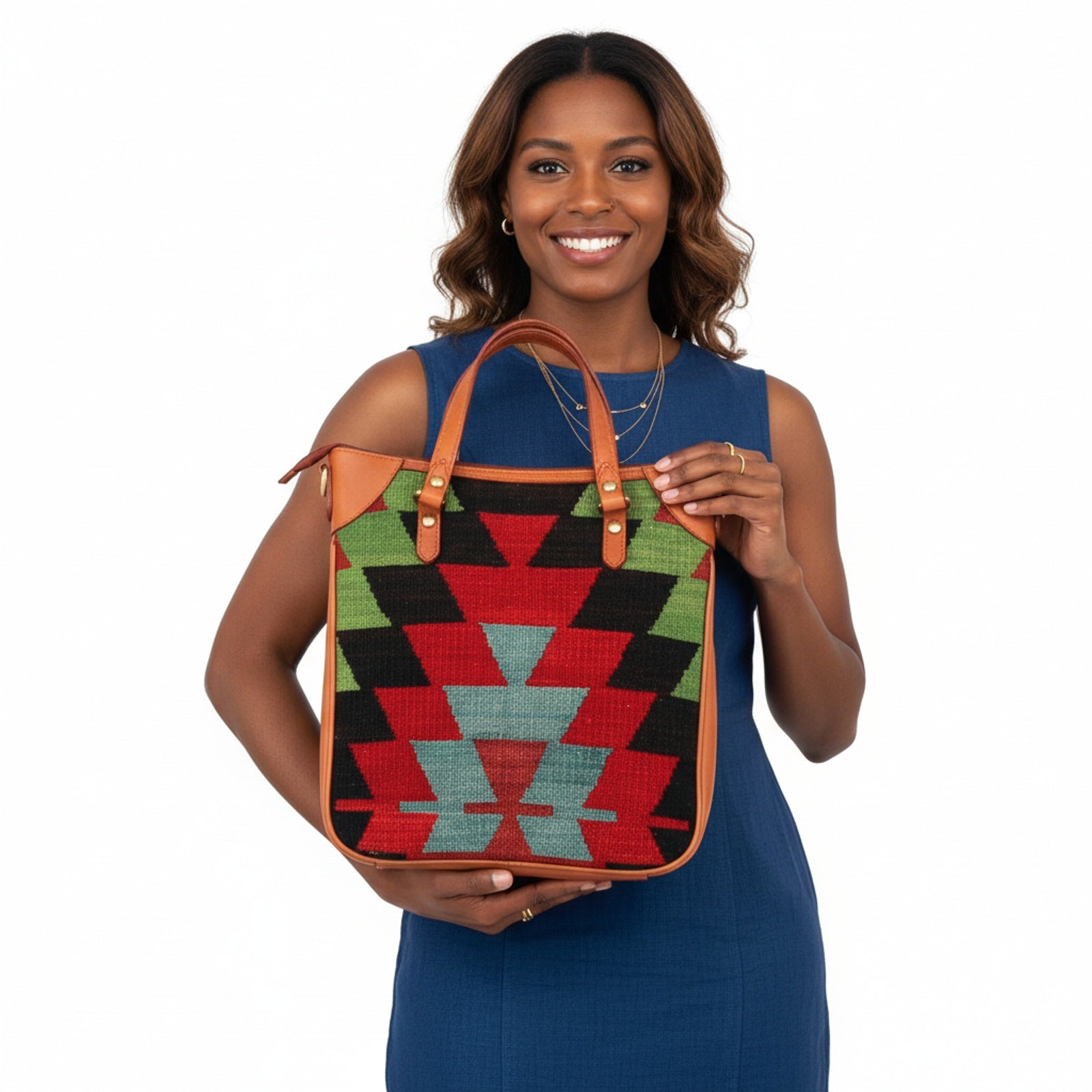 Safari Kilim Shoulder Leather Bag | Carryall Kilim Leather Bag | Everyday Kilim Leather Bag