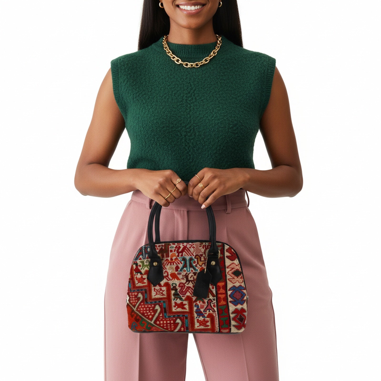 Sahara Kilim Shoulder Leather Bag | Carryall Kilim Leather Bag | Everyday Kilim Leather Bag