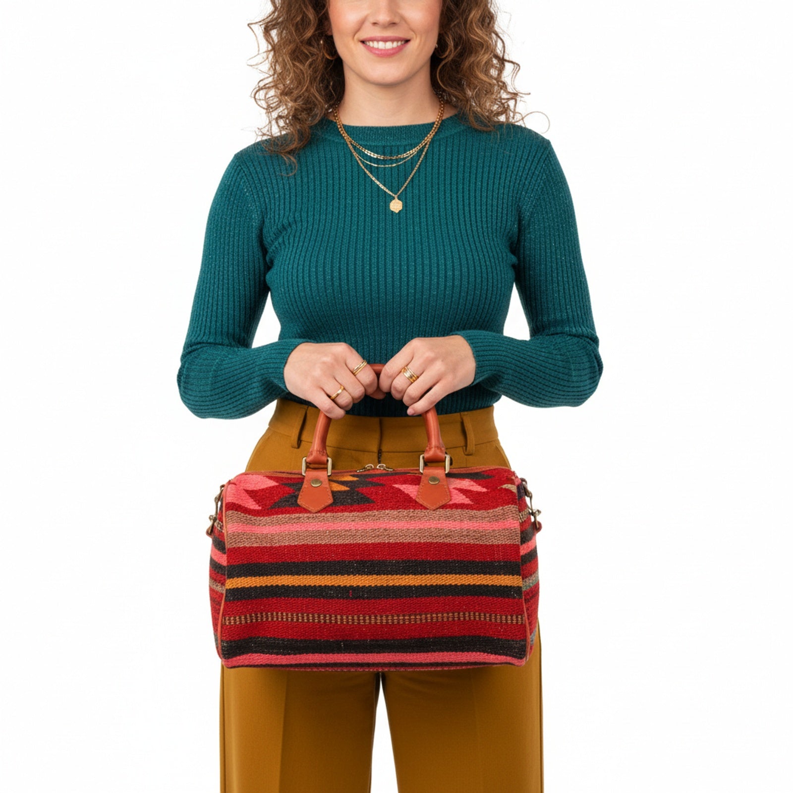 Sahara Kilim Weekender Leather Bag | Travel Kilim Leather Bag | Overnight Kilim Leather Bag