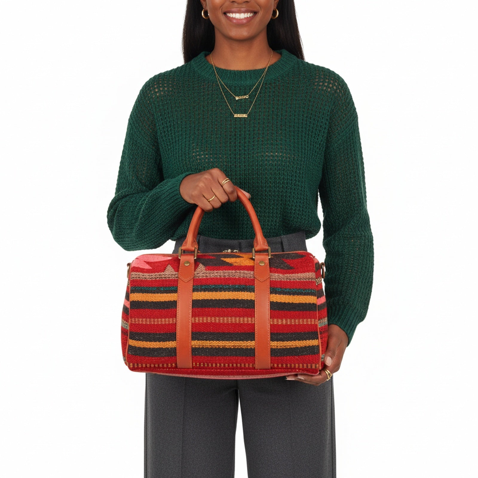 Sahara Kilim Weekender Leather Bag | Travel Kilim Leather Bag | Overnight Kilim Leather Bag