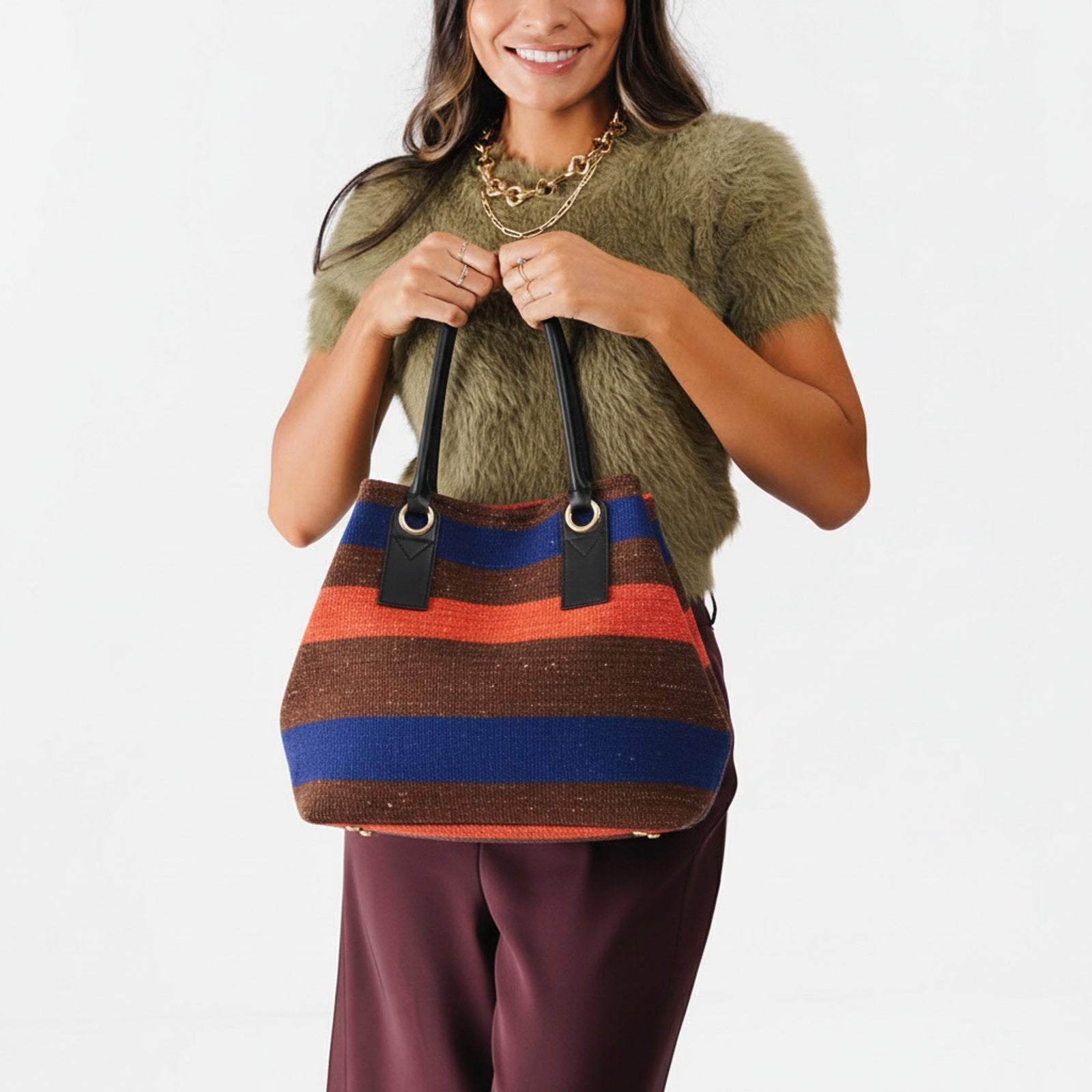 Samurai Kilim Shoulder Leather Bag | Carryall Kilim Leather Bag | Everyday Kilim Leather Bag