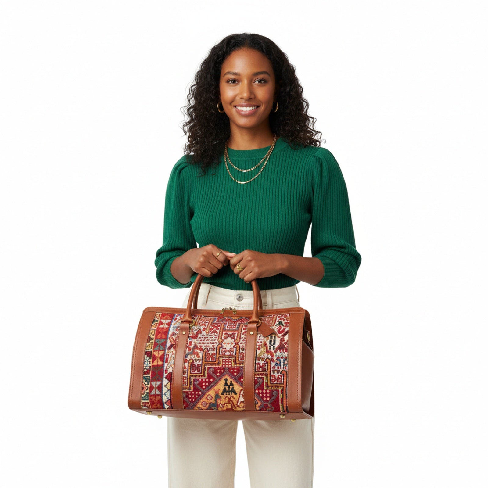 Santorini Kilim Shoulder Leather Bag | Carryall Kilim Leather Bag | Everyday Kilim Leather Bag