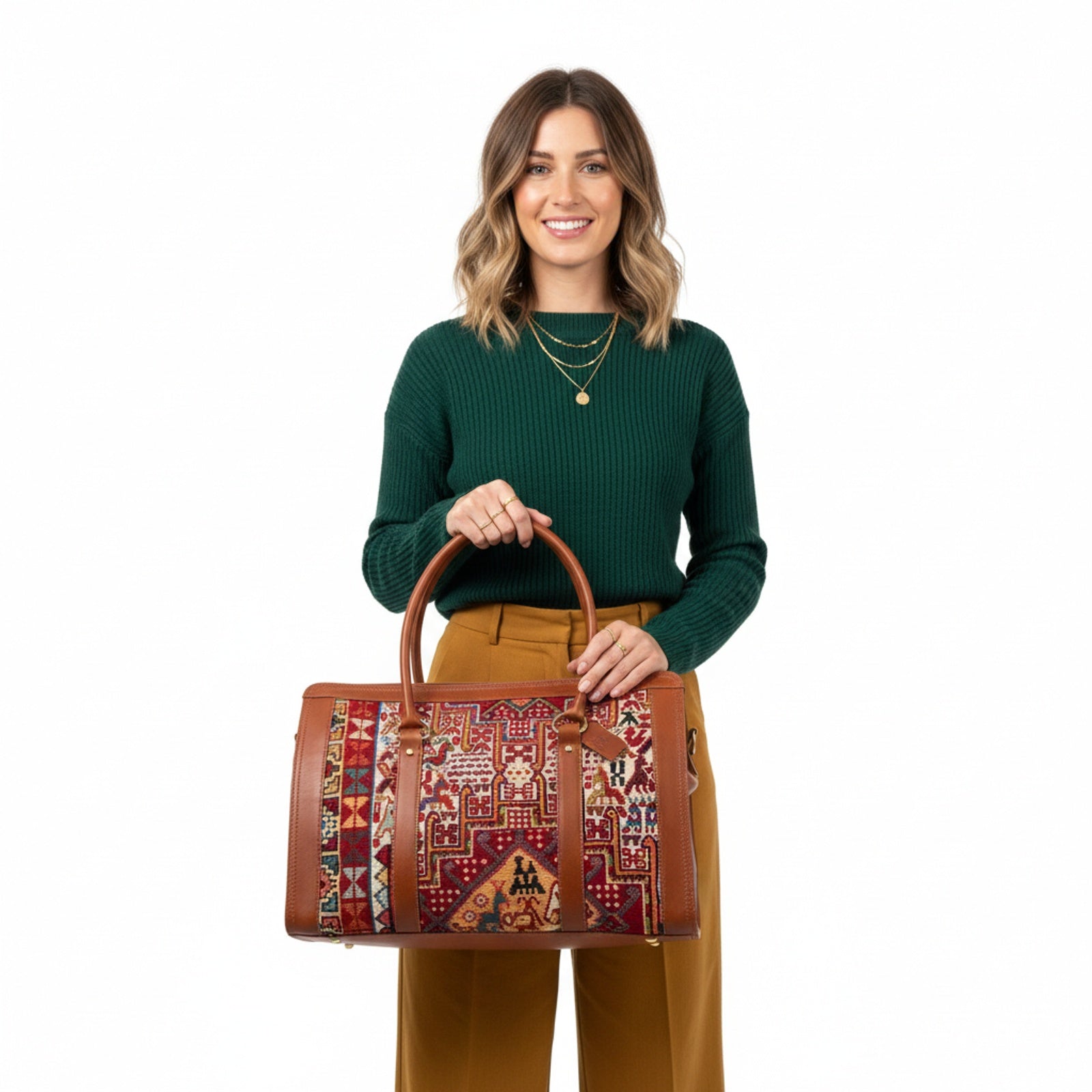 Santorini Kilim Shoulder Leather Bag | Carryall Kilim Leather Bag | Everyday Kilim Leather Bag