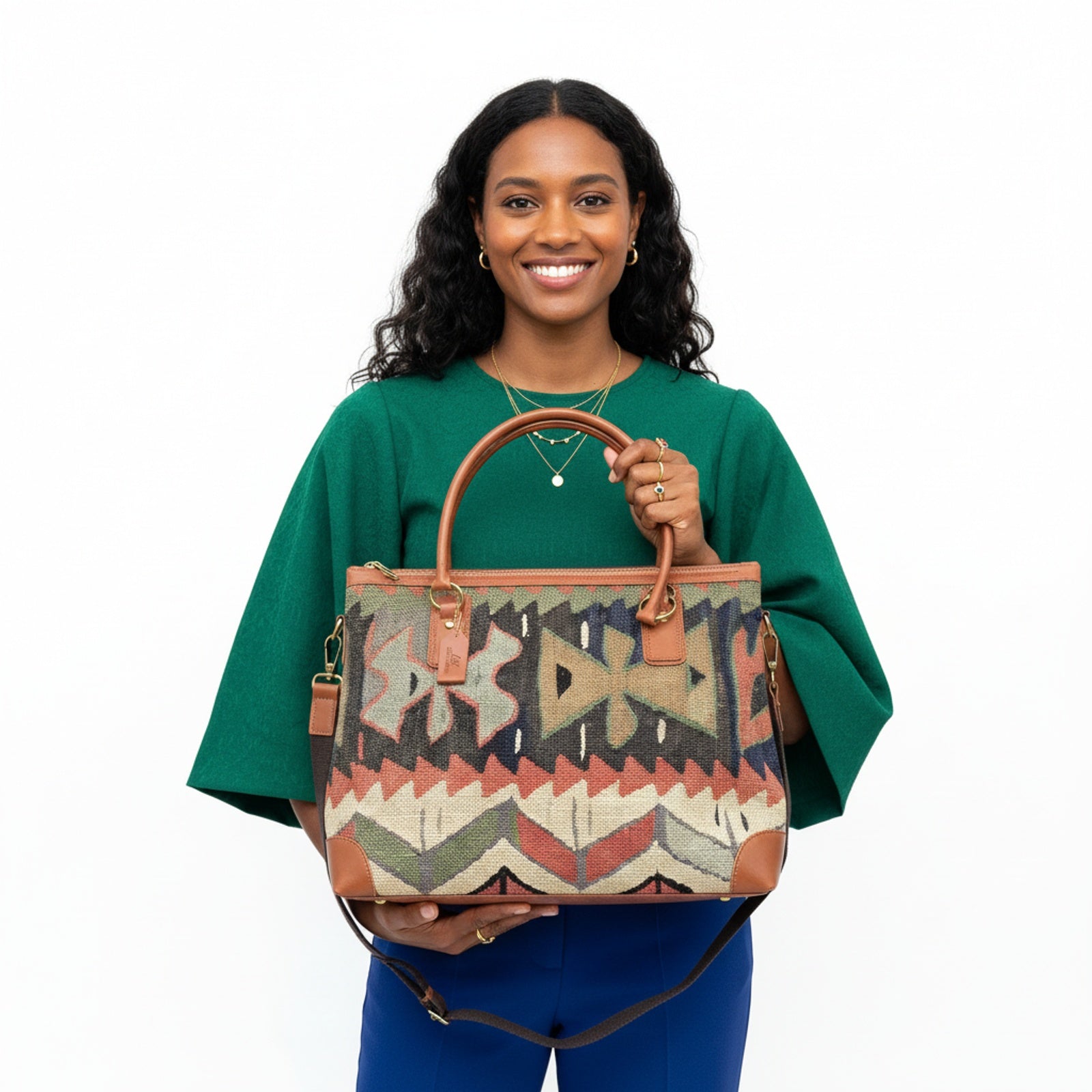 Selena Kilim Weekender Leather Bag | Travel Kilim Leather Bag | Overnight Kilim Leather Bag