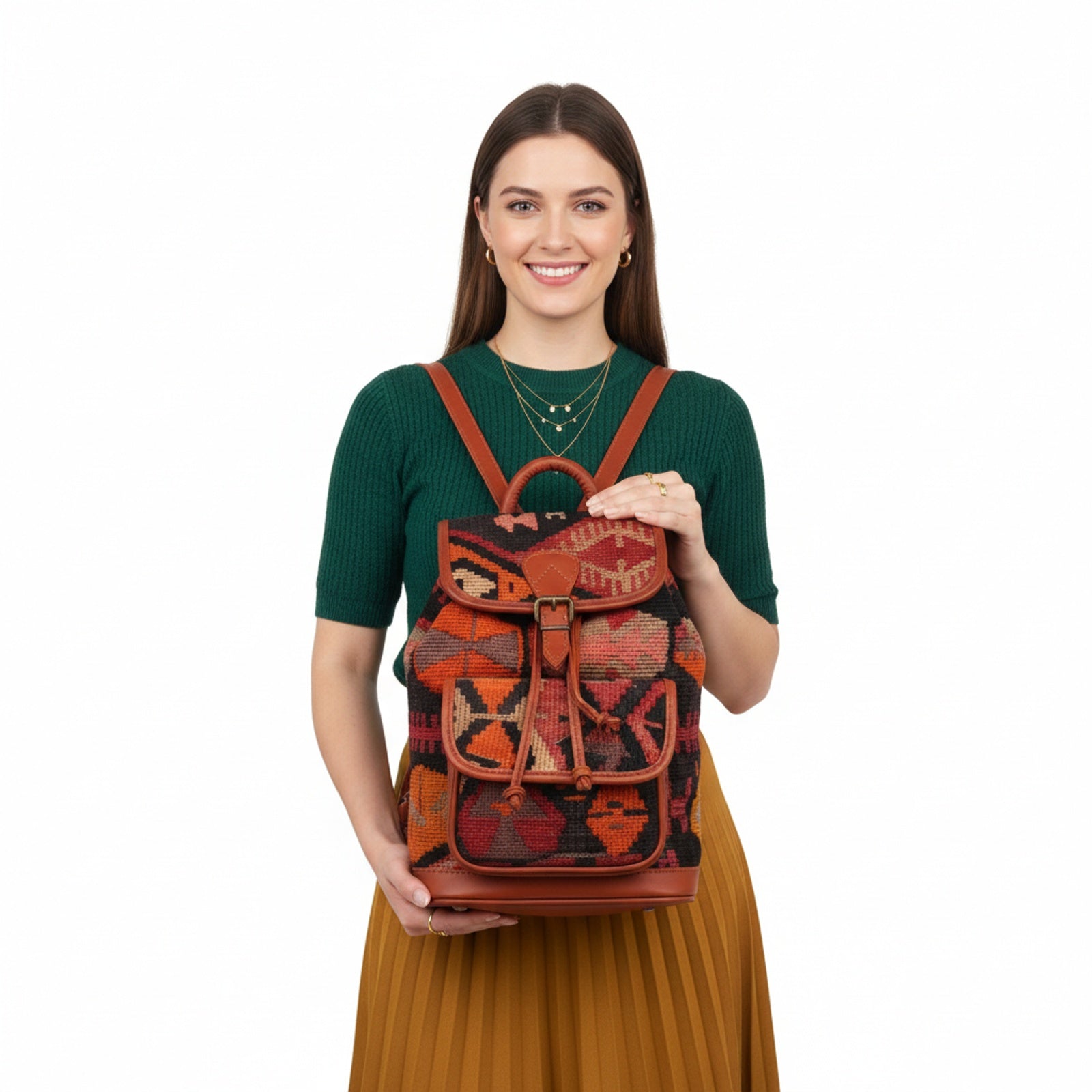 Serengeti Kilim Backpack Leather Bag | Rucksack Kilim Leather Bag | Daypack Kilim Leather Bag