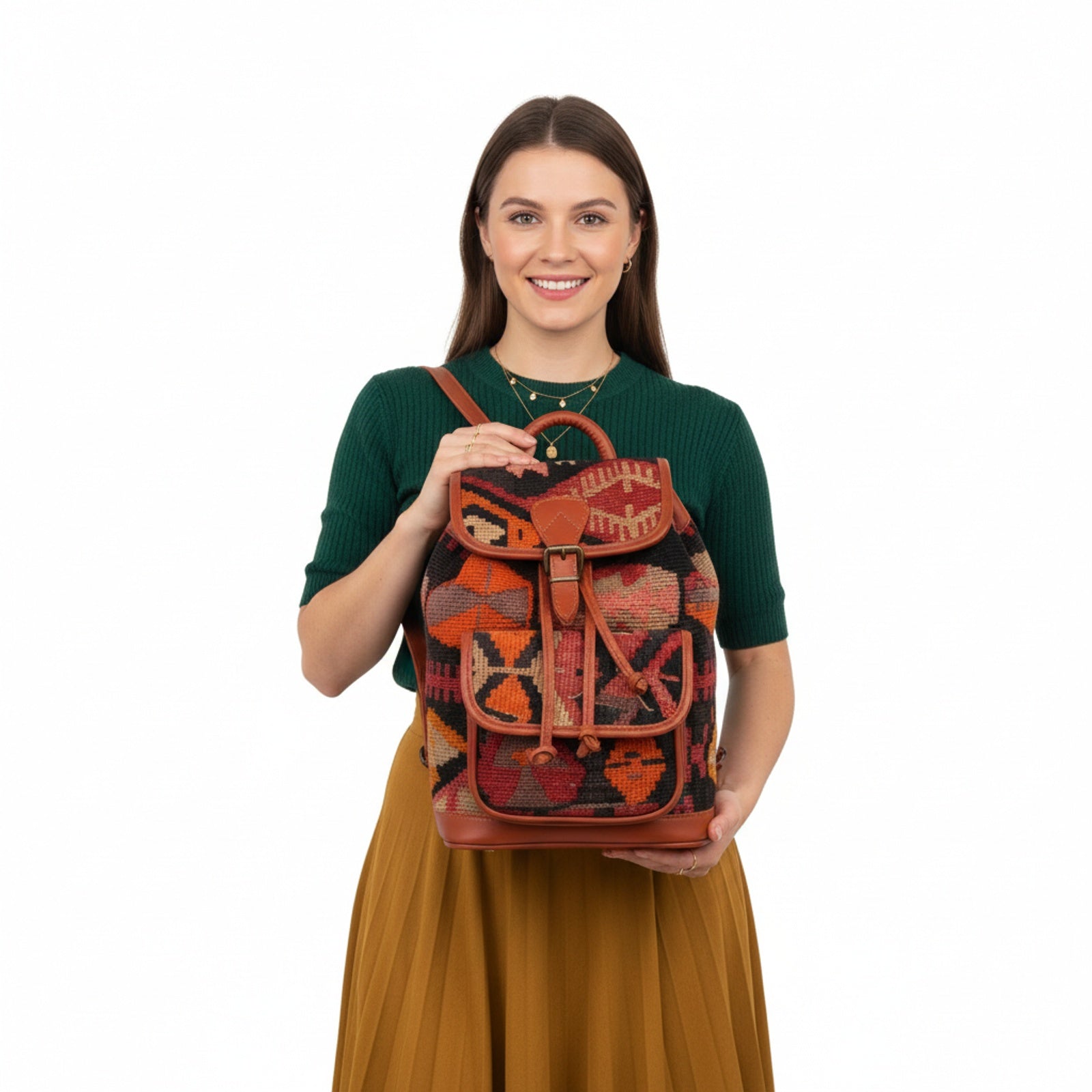 Serengeti Kilim Backpack Leather Bag | Rucksack Kilim Leather Bag | Daypack Kilim Leather Bag