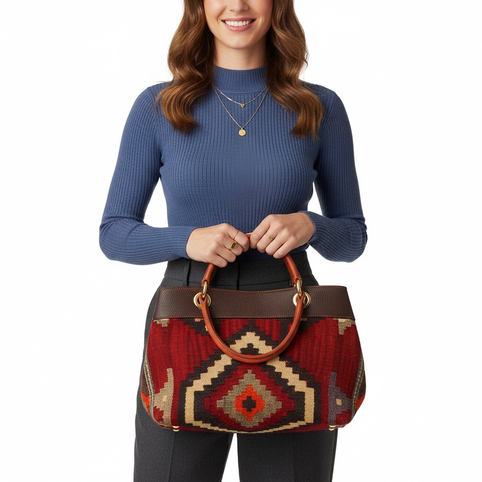 Serengeti Kilim Shoulder Leather Bag | Carryall Kilim Leather Bag | Everyday Kilim Leather Bag
