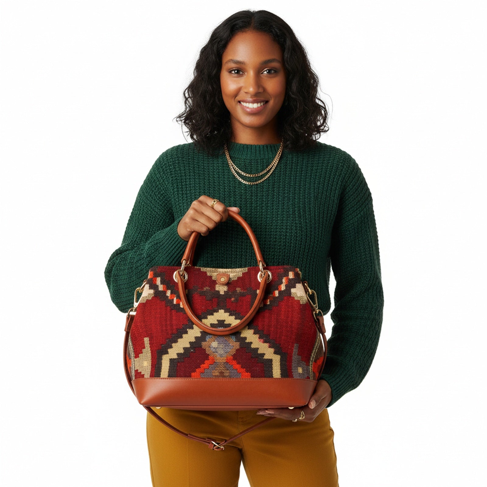 Serengeti Kilim Shoulder Leather Bag | Carryall Kilim Leather Bag | Everyday Kilim Leather Bag