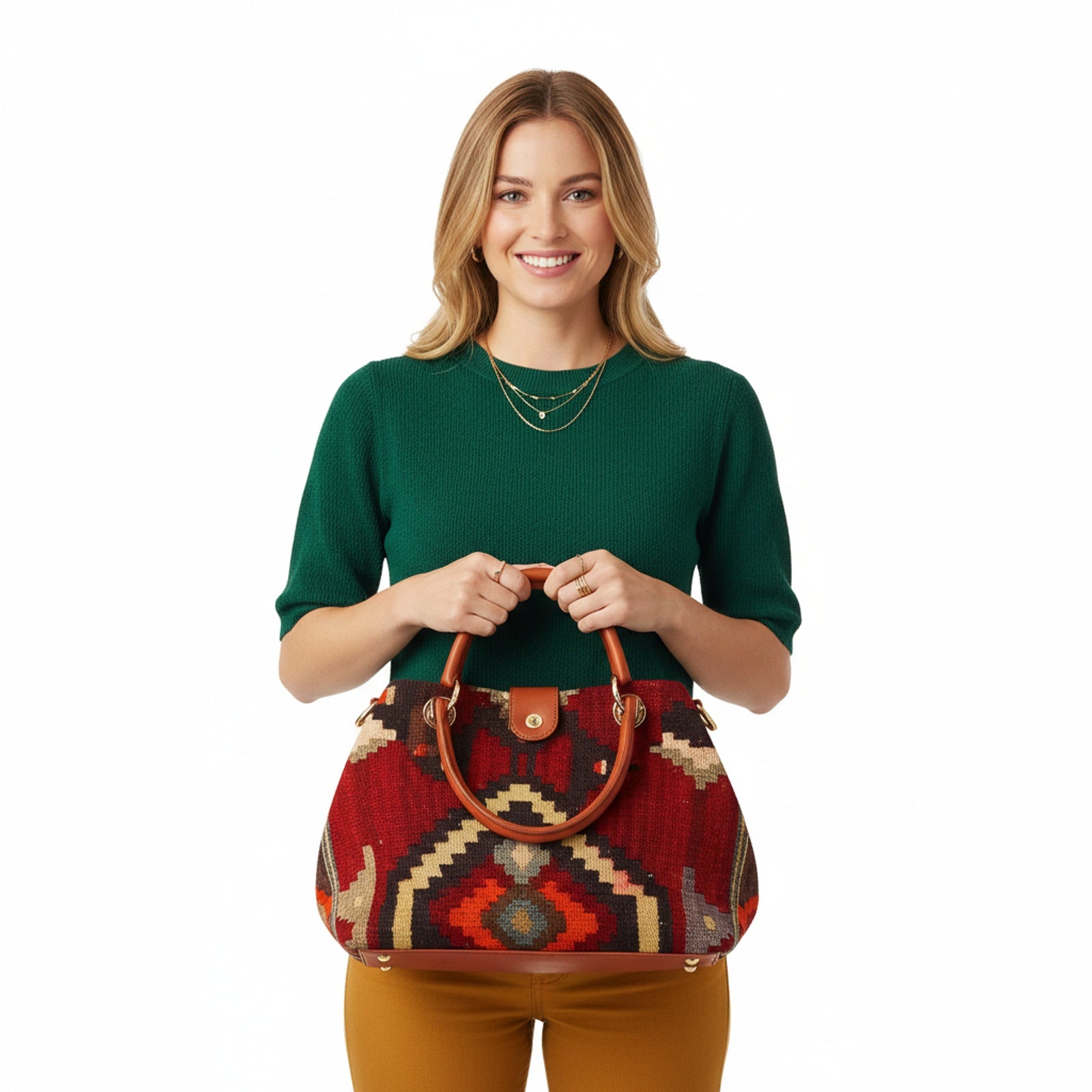 Serengeti Kilim Shoulder Leather Bag | Carryall Kilim Leather Bag | Everyday Kilim Leather Bag