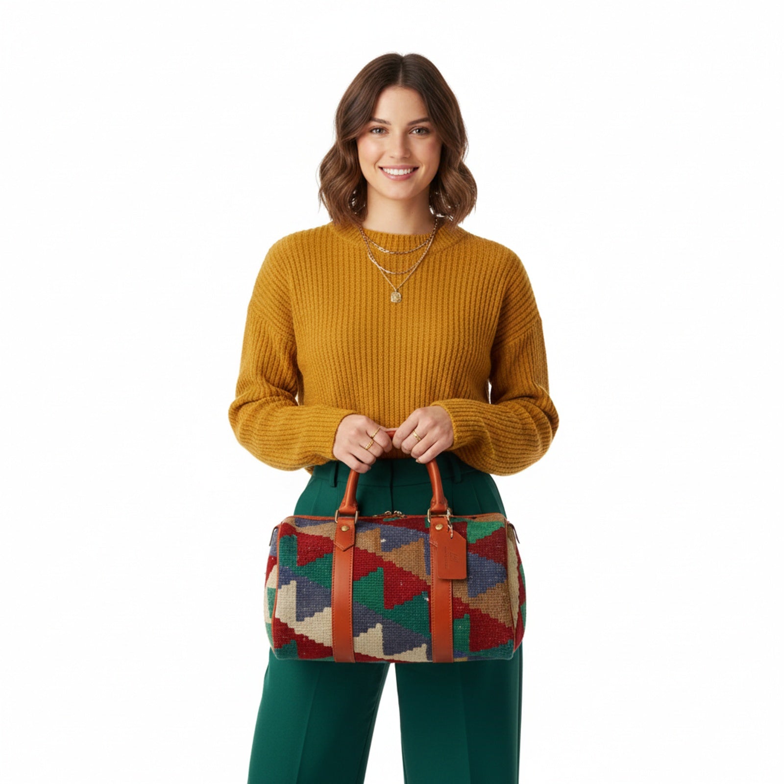 Serengeti Kilim Weekender Leather Bag | Travel Kilim Leather Bag | Overnight Kilim Leather Bag