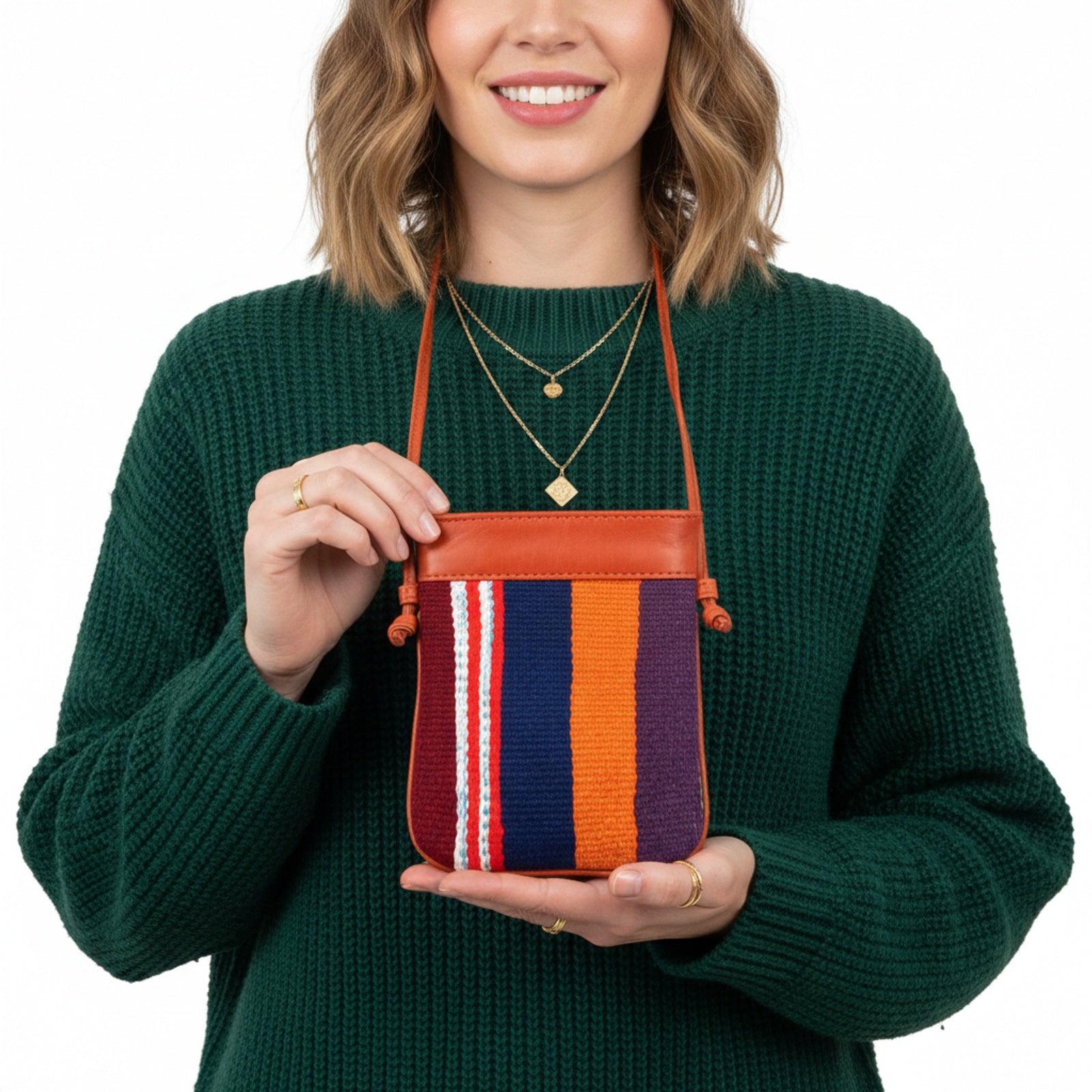 Sevilla Kilim Neck Leather Bag | Travel Pouch Kilim Leather Bag | Security Pouch Kilim Leather Bag