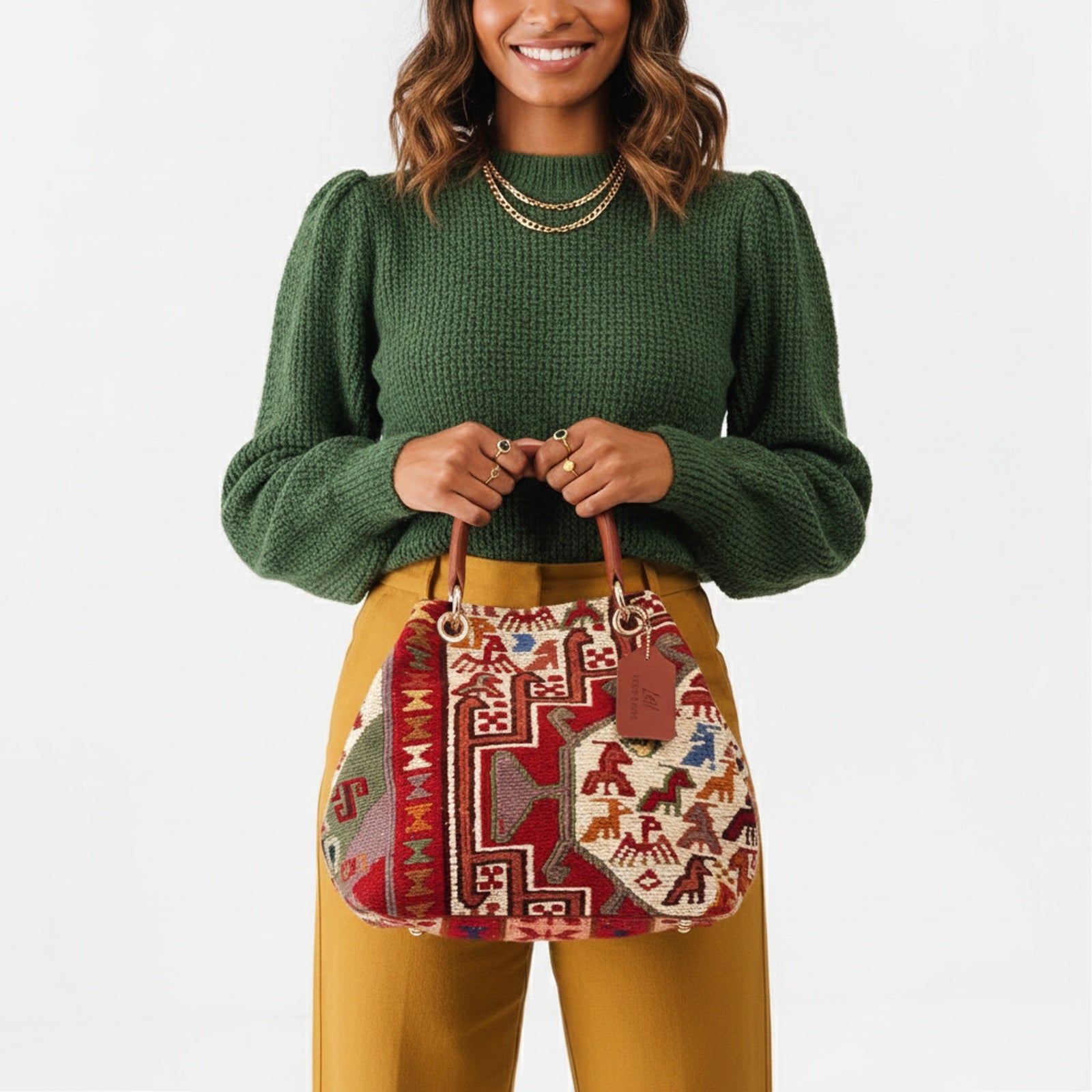 Sirocco Kilim Shoulder Leather Bag | Carryall Kilim Leather Bag | Everyday Kilim Leather Bag