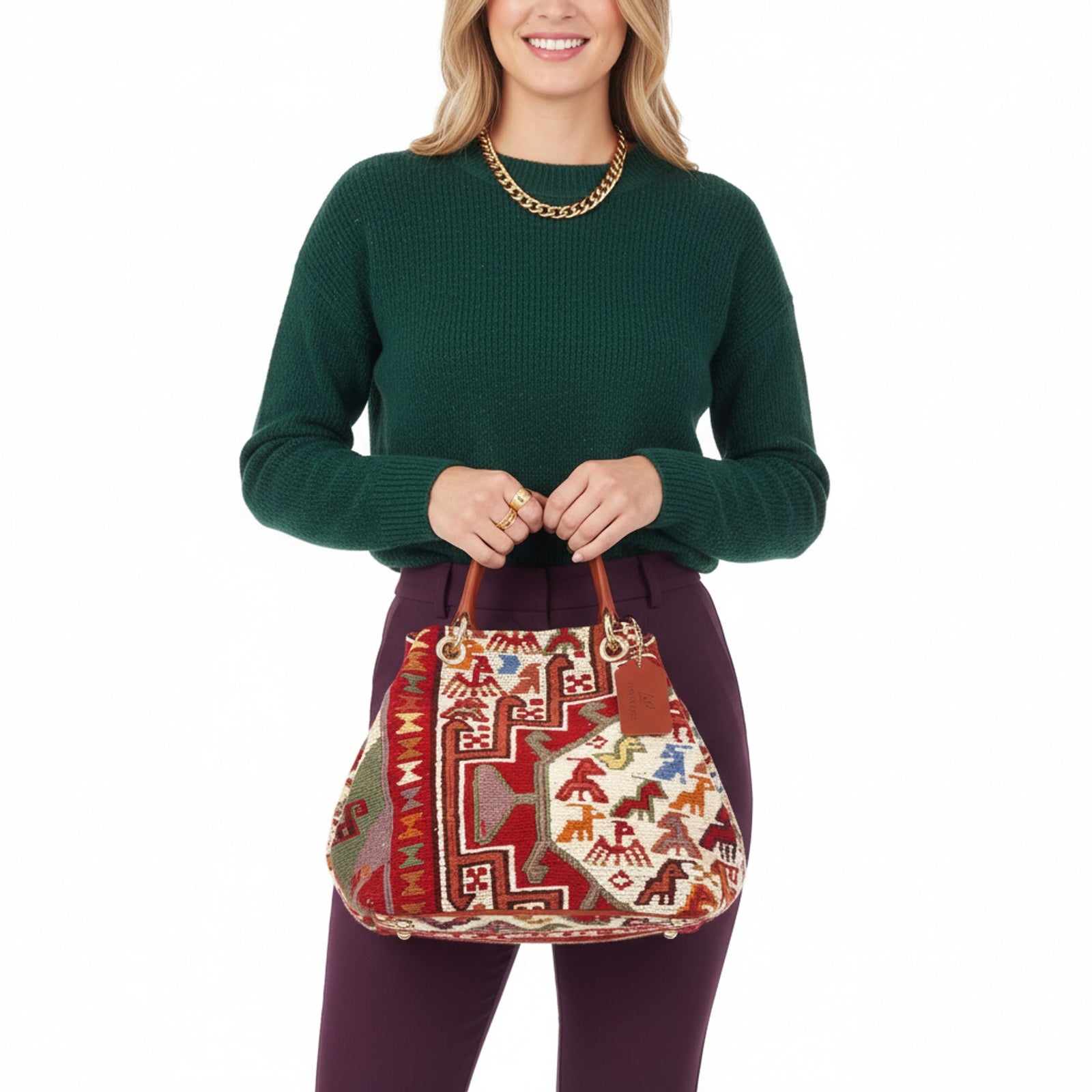 Sirocco Kilim Shoulder Leather Bag | Carryall Kilim Leather Bag | Everyday Kilim Leather Bag